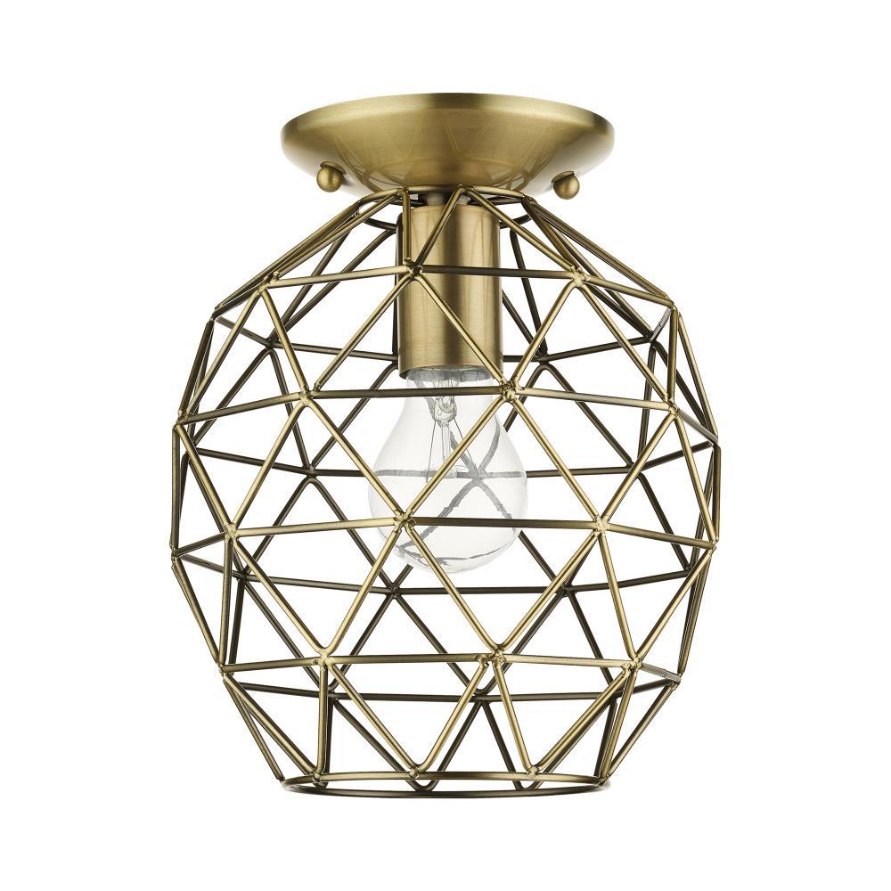 Livex Lighting Geometrix 1 - Light Flush Mount in  Antique Brass