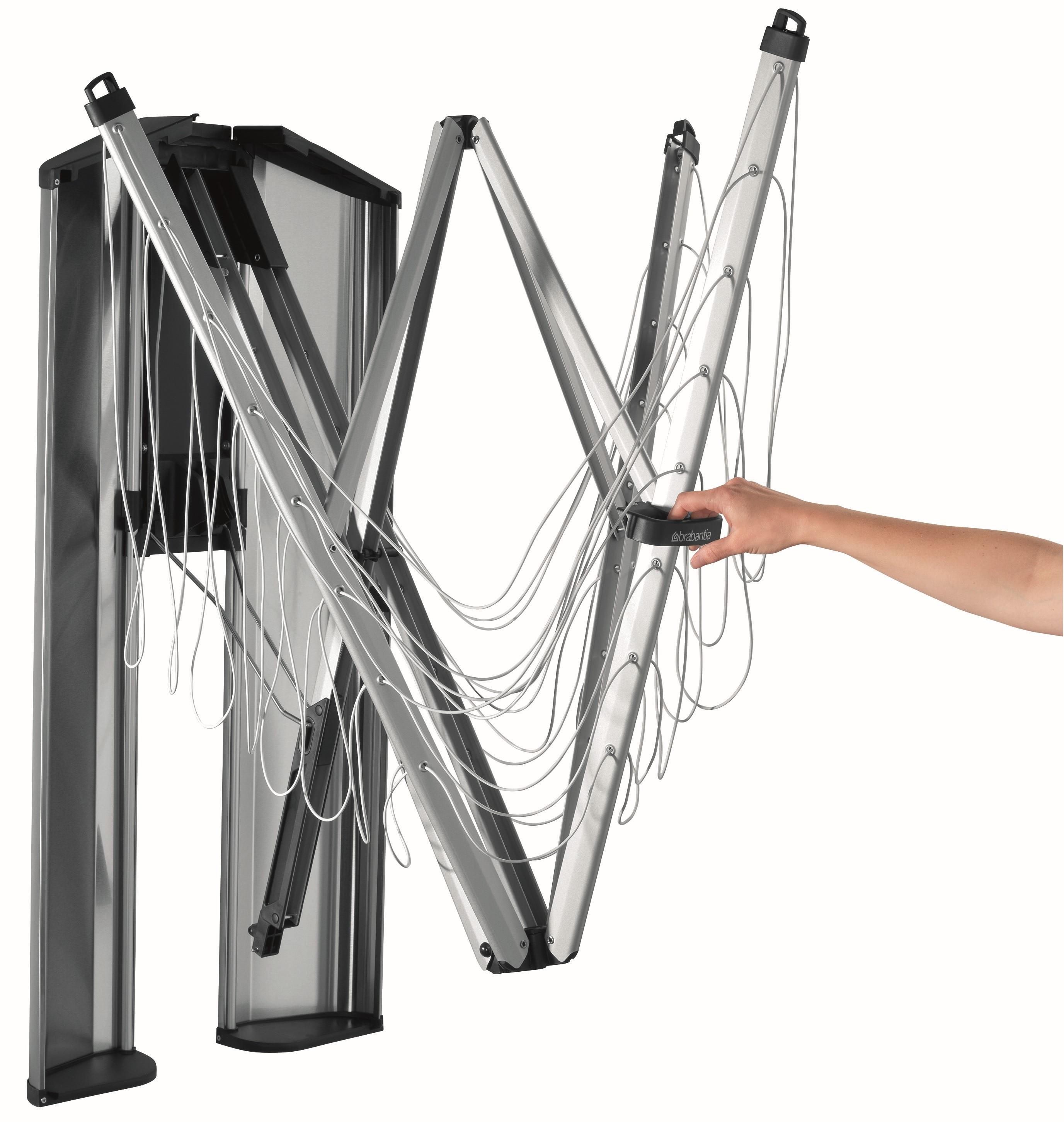 Brabantia Matt Steel Wall-Mounted Retractable Clothesline with Storage Box