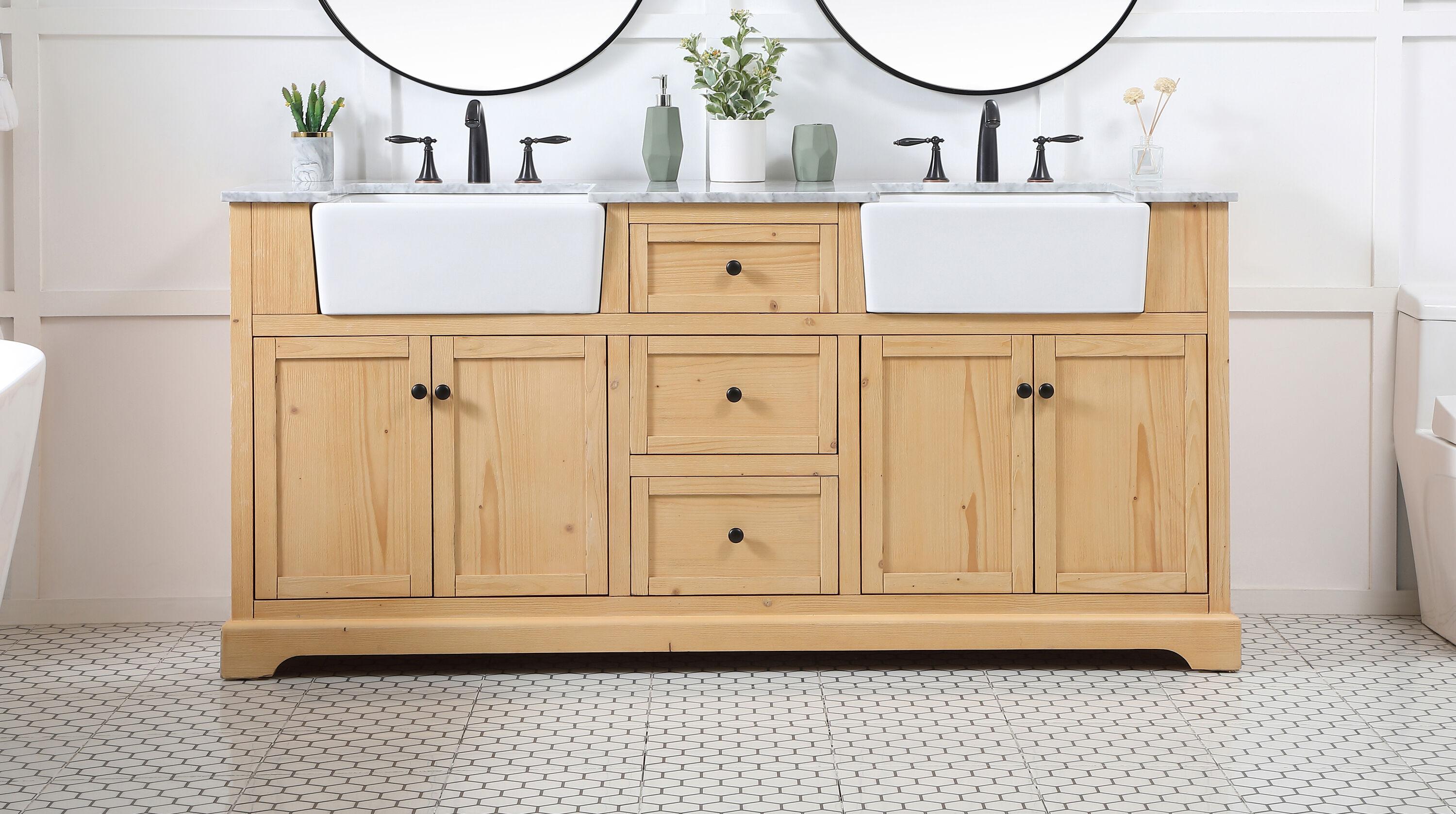 Pardue 72'' Double Bathroom Vanity with Marble Top