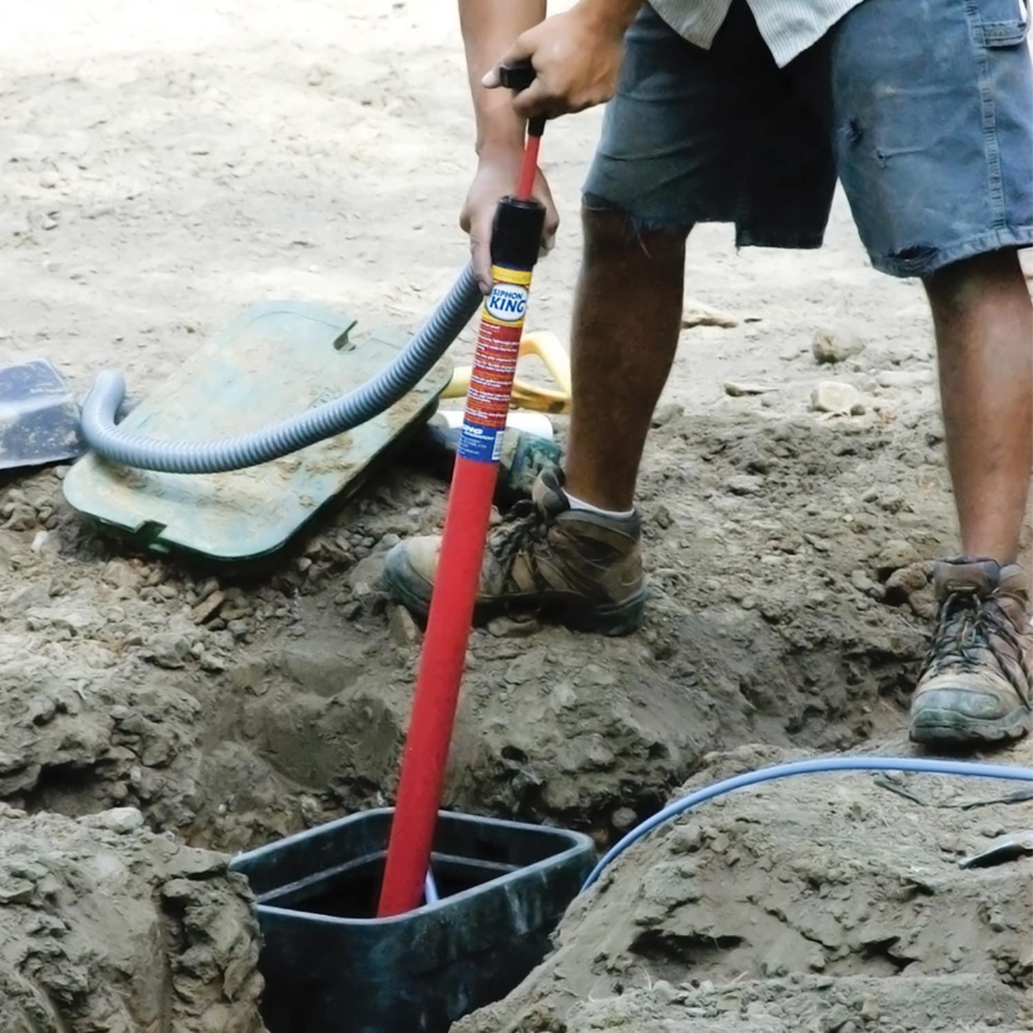 Red Thermoplastic Utility Hand Pump with Flexible Hose