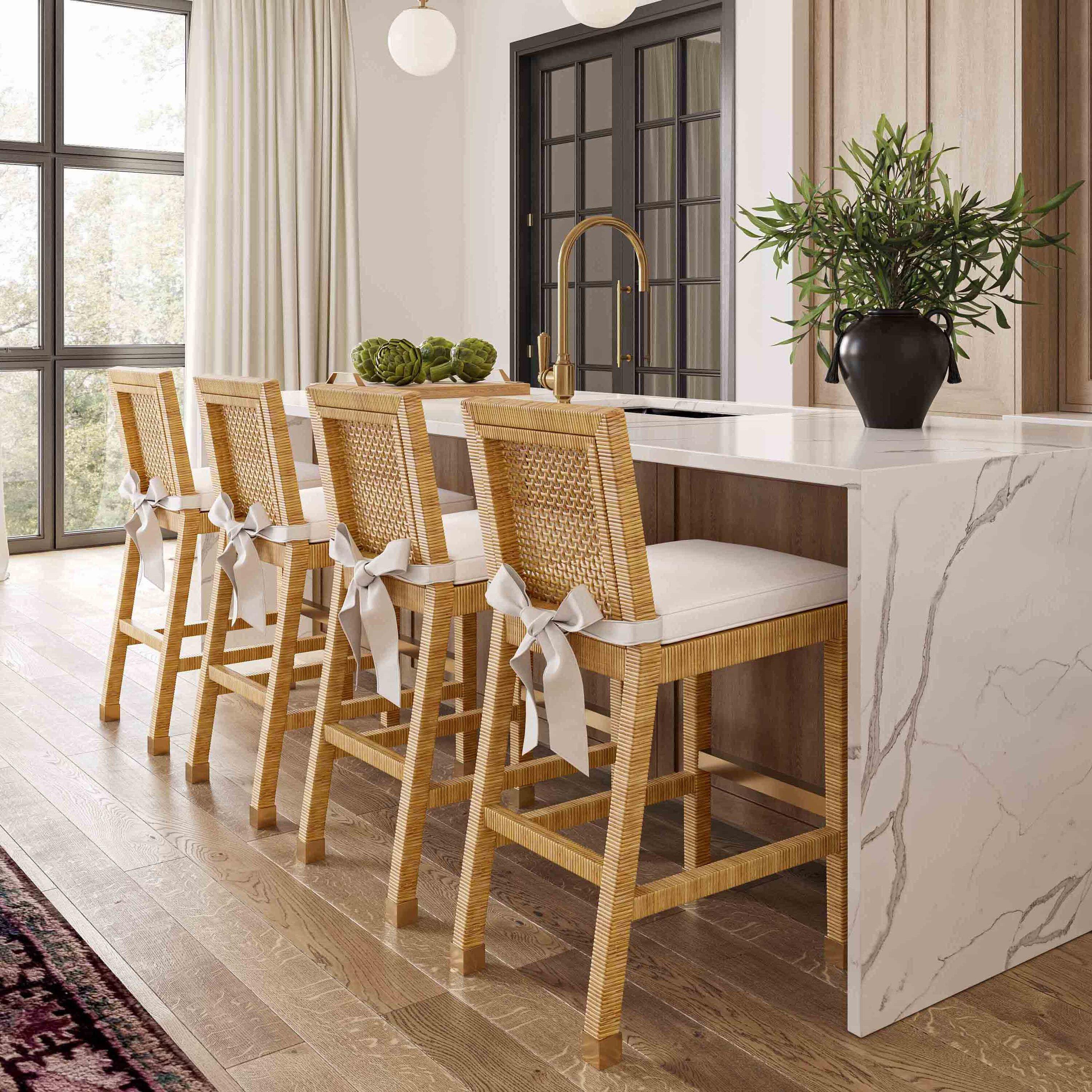 Amara Natural Rattan Veneer Counter Stool
