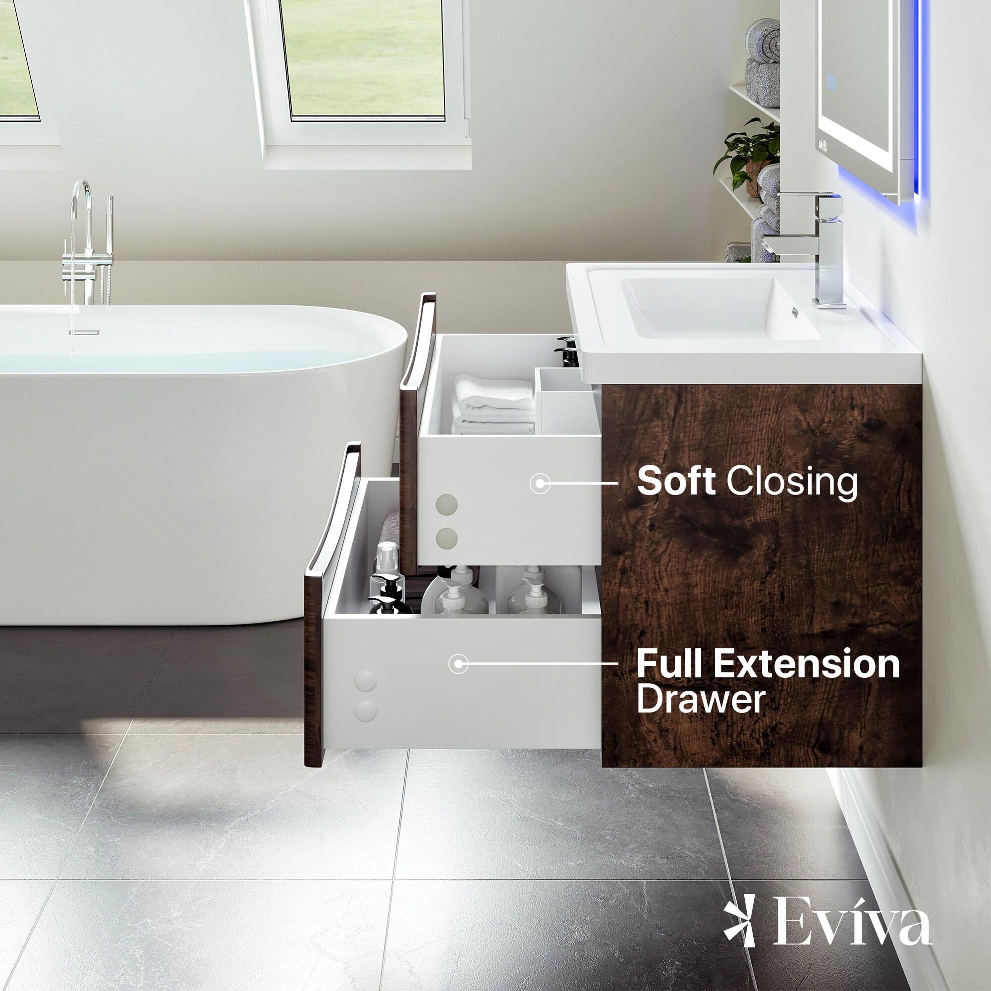 Eviva Smile 30" Rosewood Modern Bathroom Vanity Set with Integrated White Acrylic Sink