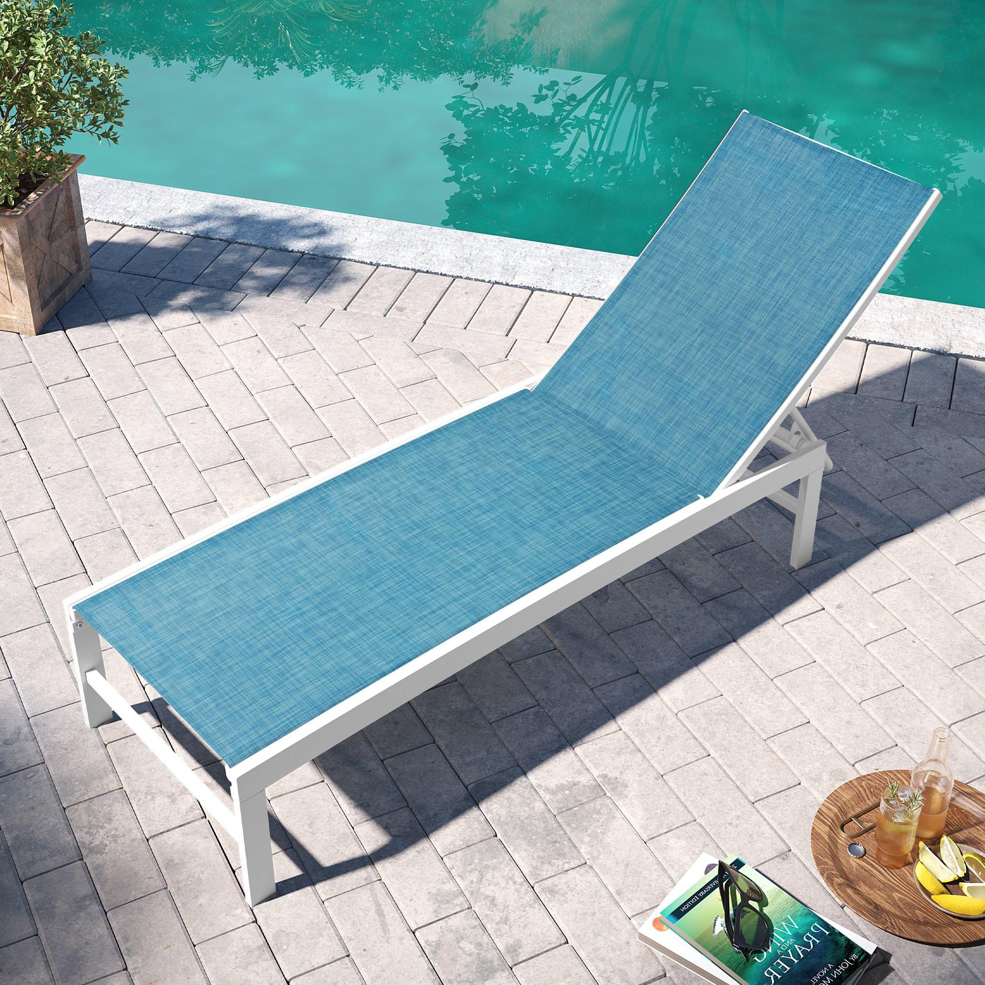 Pellebant  Outdoor Aluminum Patio Chaise Lounge Chair Adjustable - N/A Blue