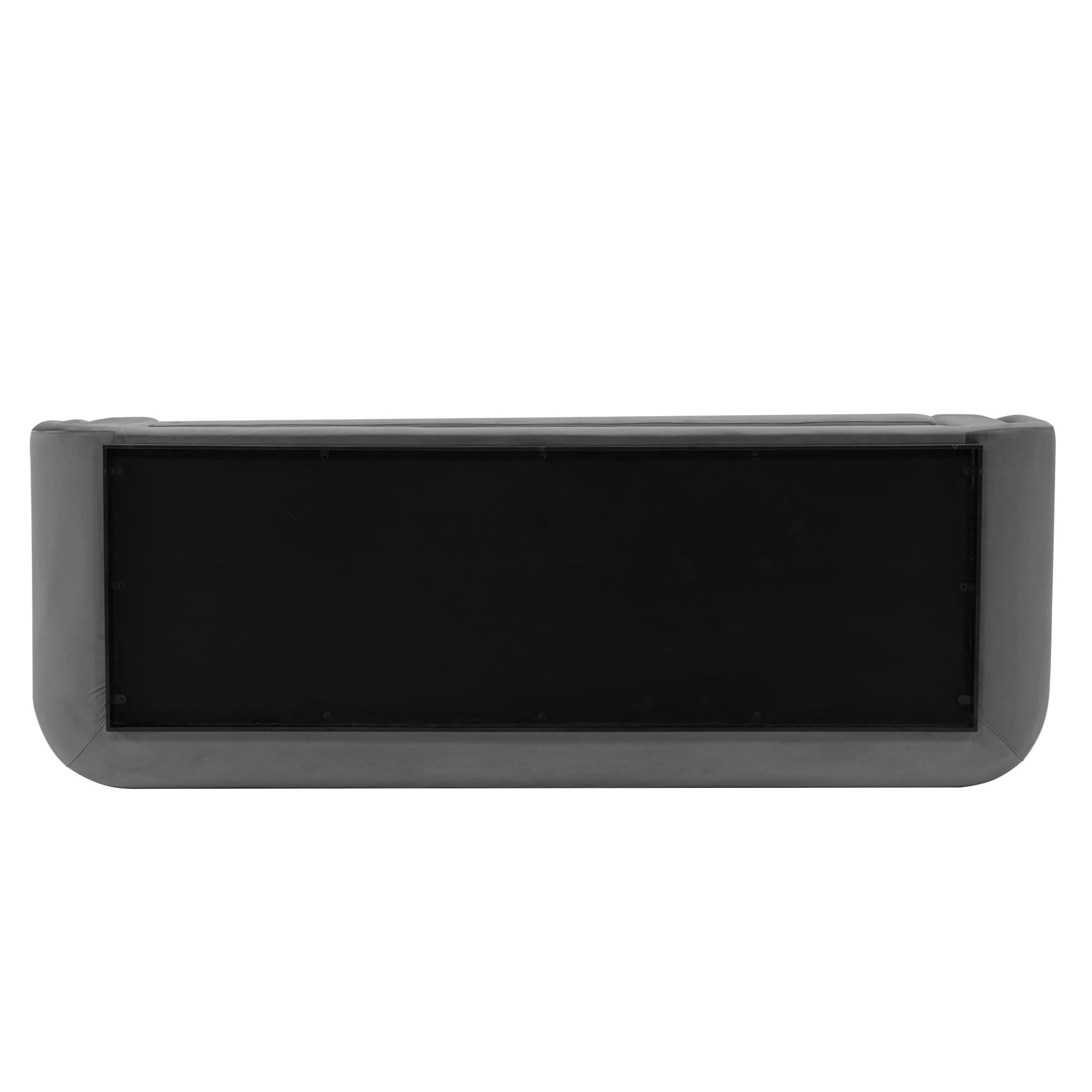 Edmonda Contemporary Velvet Upholstered Sofa with Pillows Dark Gray - Manhattan Comfort