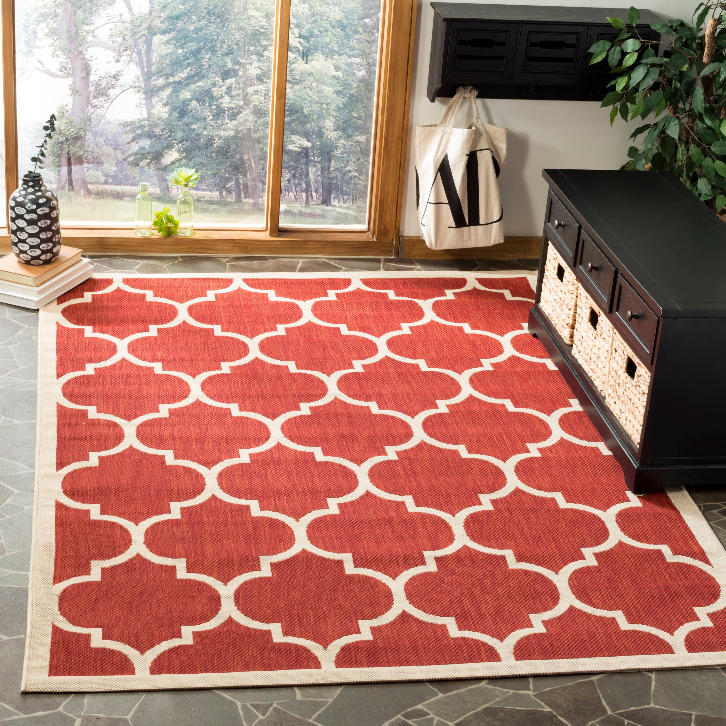 Courtyard CY6914 Power Loomed Indoor/Outdoor Runner Rug - Red/Bone - 2'3"x6'7" - Safavieh.