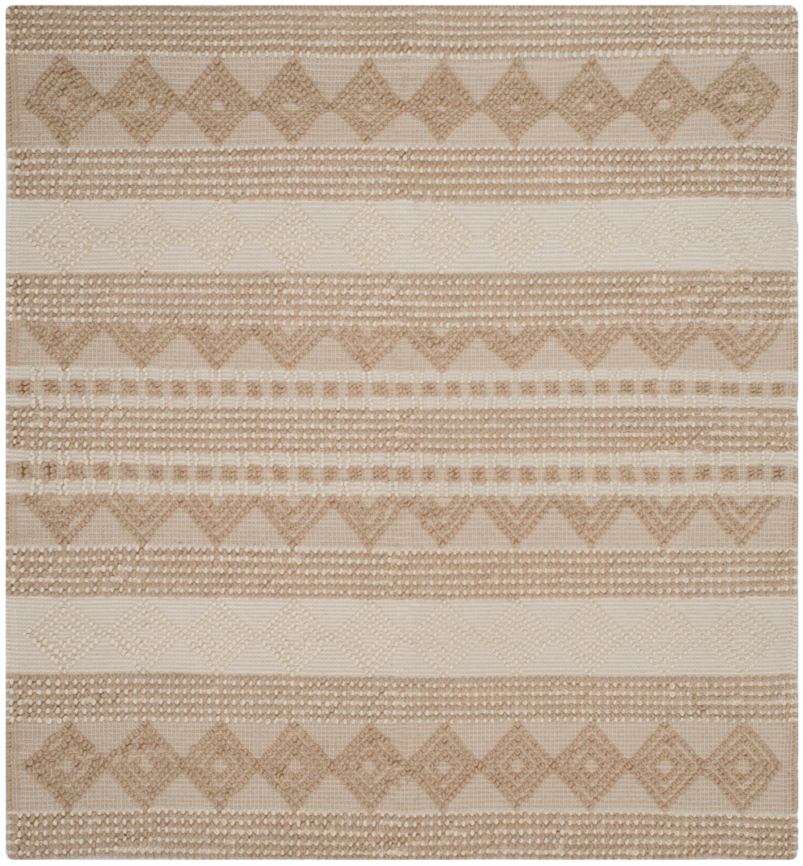 Hand-Tufted Ivory Wool Square Rug with Artisan Textures