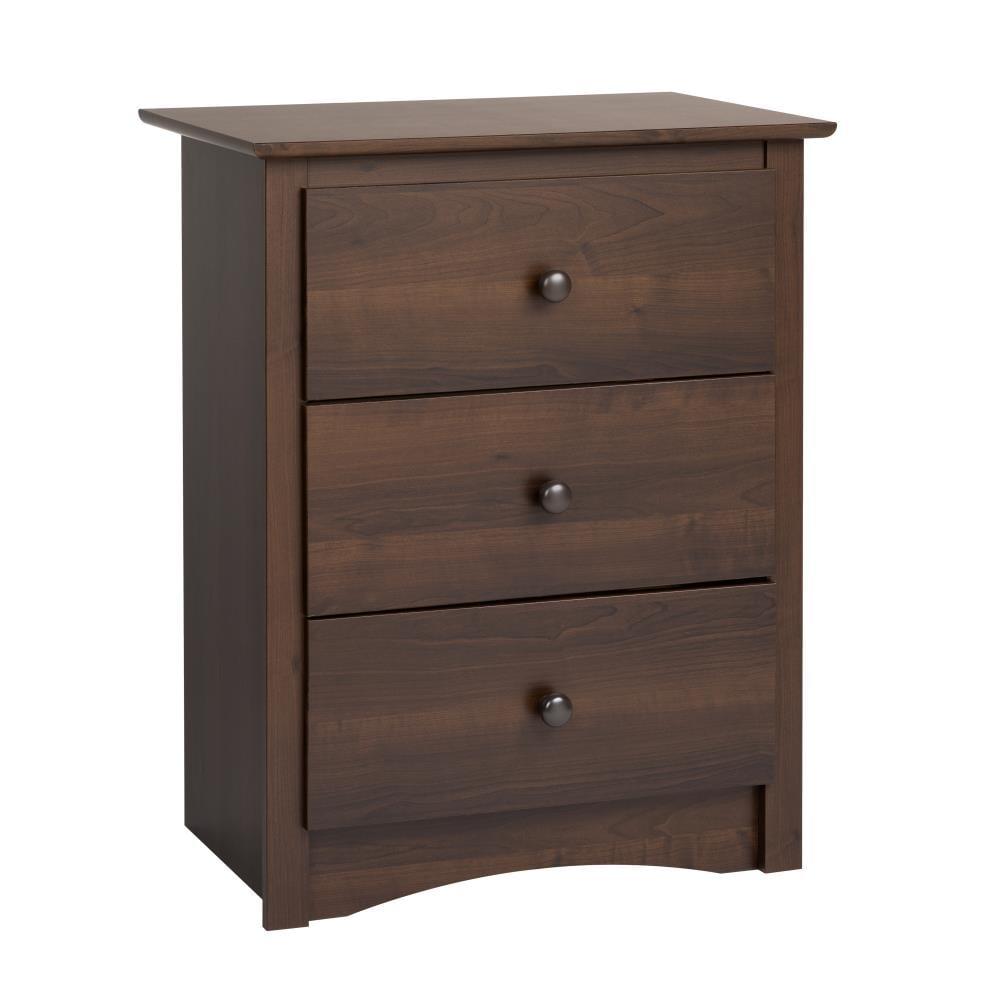 Prepac Fremont Nightstand - Espresso: Wood Composite, 3 Storage Drawers, Bedroom Furniture