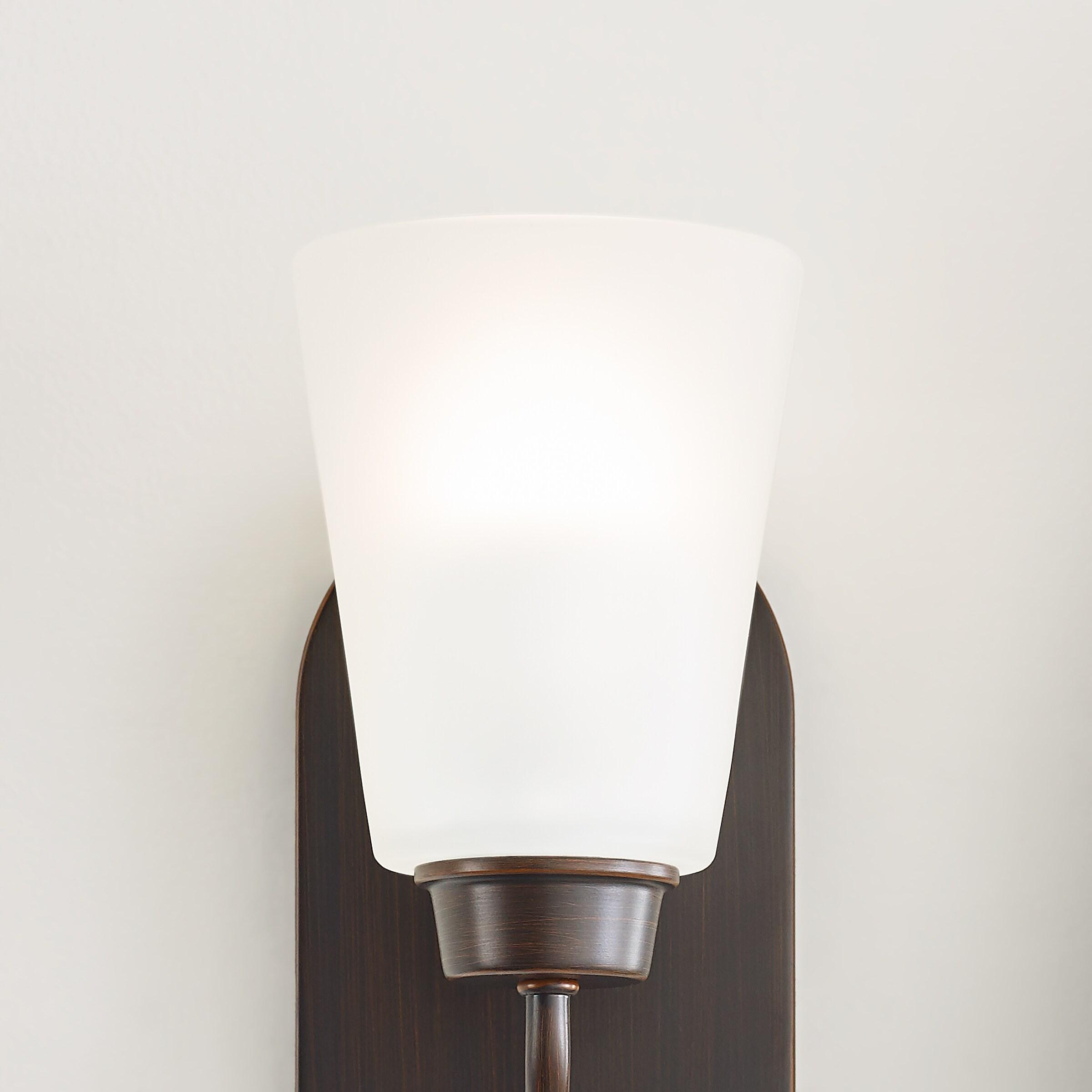 Bronze Kerrville Energy Star Wall Sconce with Satin Etched Glass Shade