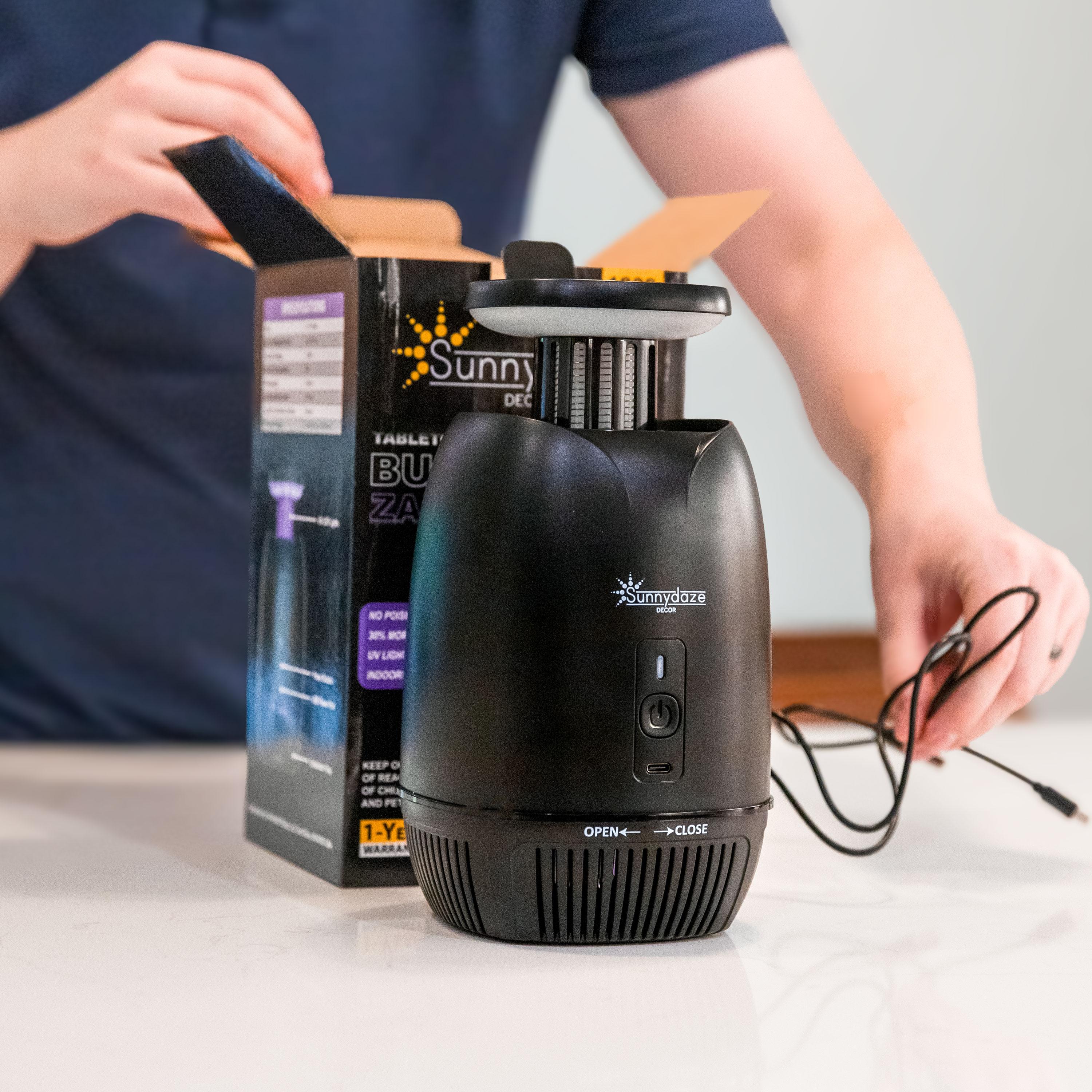 SunnyDaze Decor Tabletop Bug Zapper with Violet Light and Built-In Fan