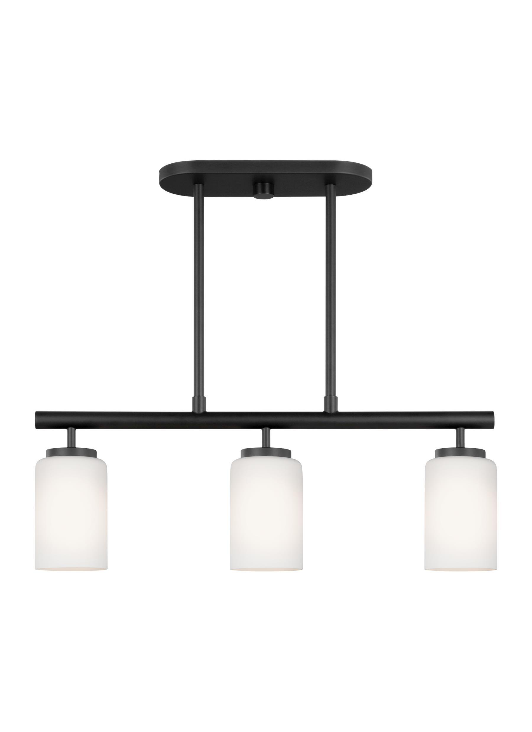 Midnight Black Glass Three Light Island Pendant
