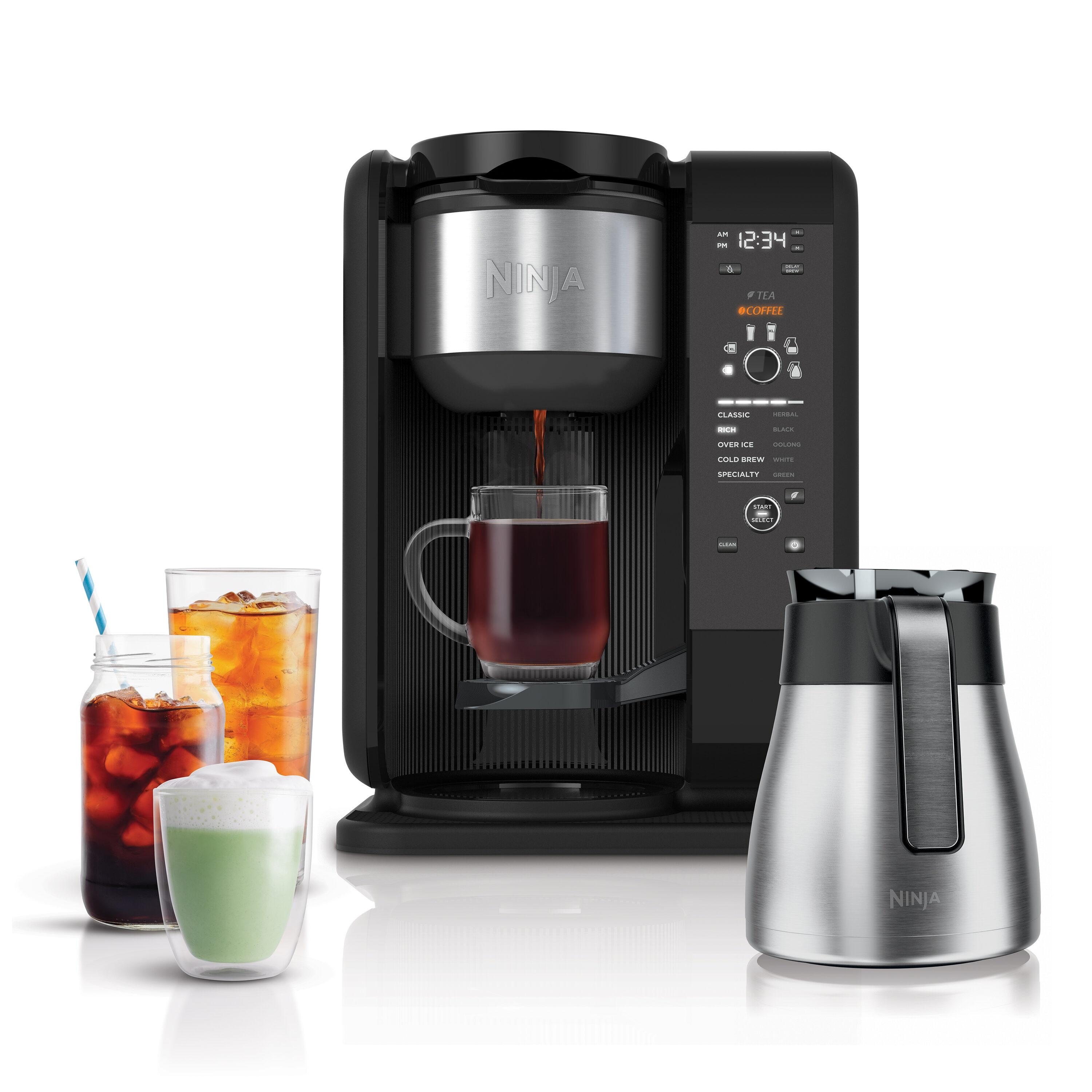 Ninja® Hot & Cold Brew System Tea & Coffee Maker with Auto-iQ®, 6 Sizes, 5 Styles, 5 Tea Settings, 50 oz. Thermal Carafe, Frother, Coffee & Tea Baskets, Dishwasher Safe Parts