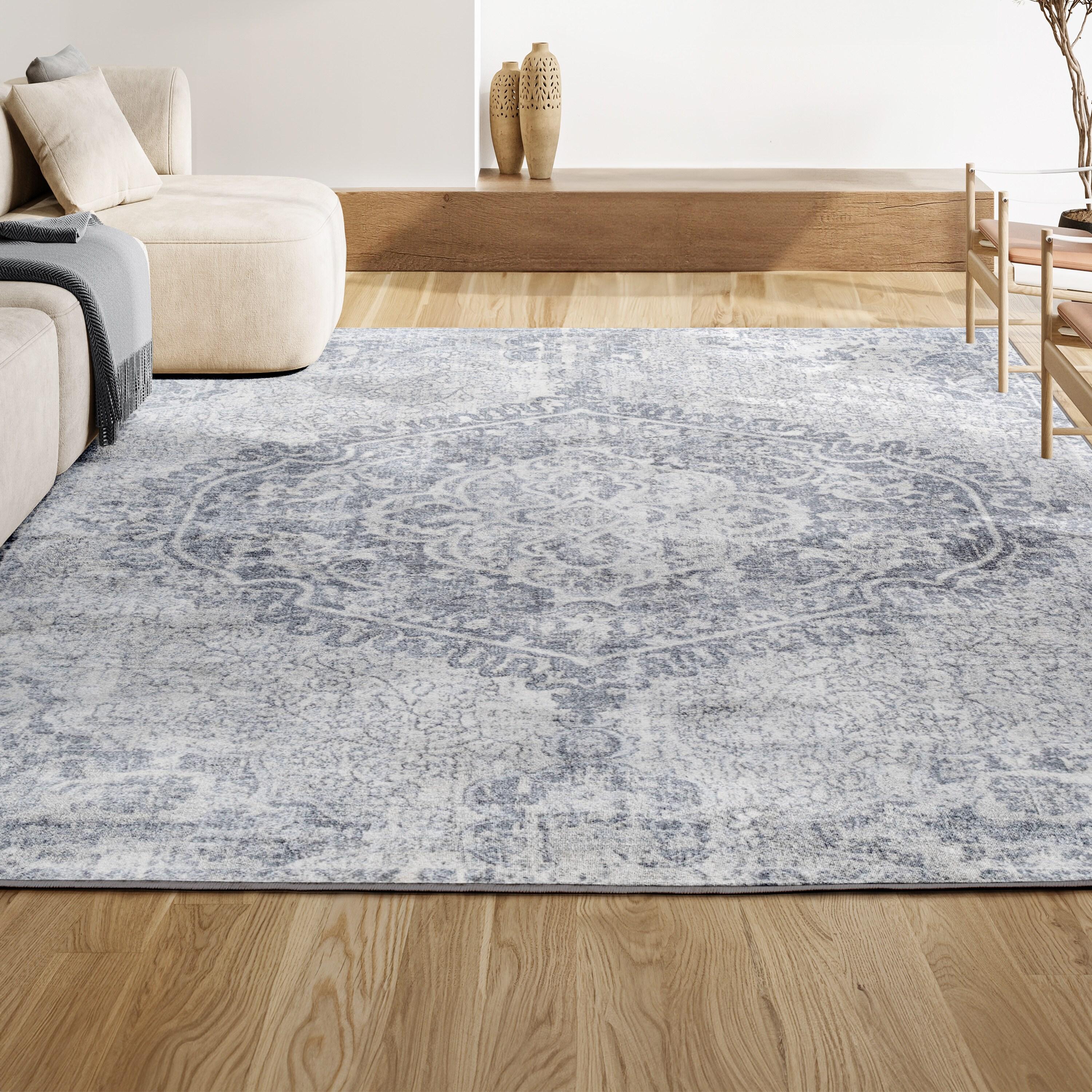 3' X 5' Modern Persian Vintage Medallion Area Rug, Gray/Ivory - JONATHAN Y