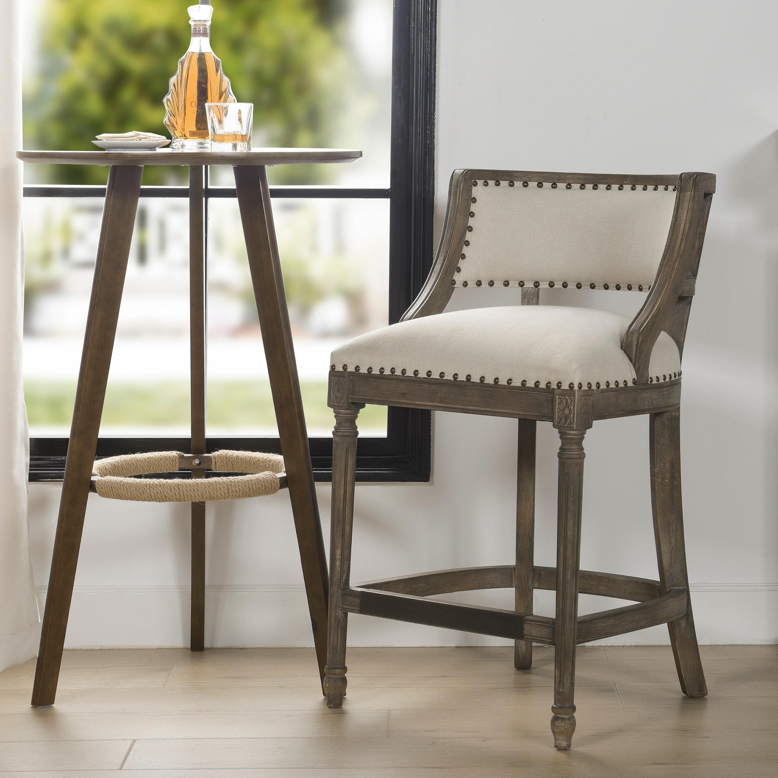 Jennifer Taylor Home Paris 26.5" Farmhouse Counter Height Bar Stool Light Beige