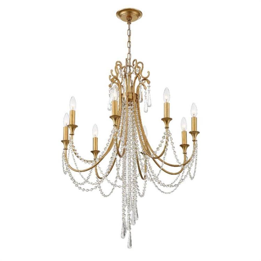 Crystorama Arcadia 8 Light Antique Gold Chandelier - 26'' W x 36.37'' H - 26'' W x 36.37'' H