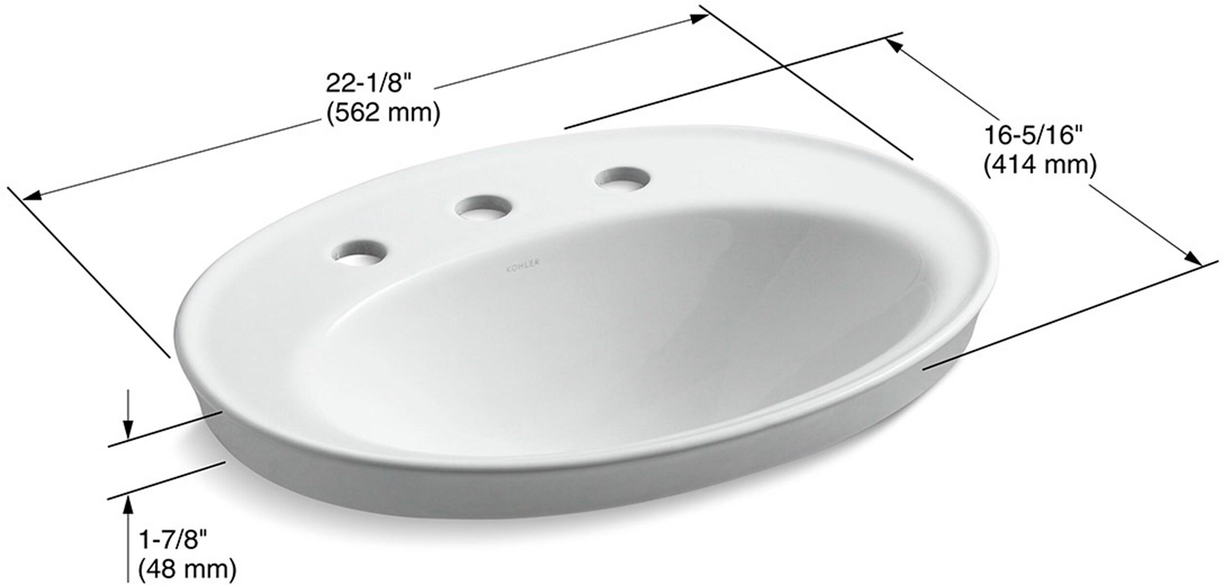 Serif® Ceramic Oval Drop-In Bathroom Sink with Overflow