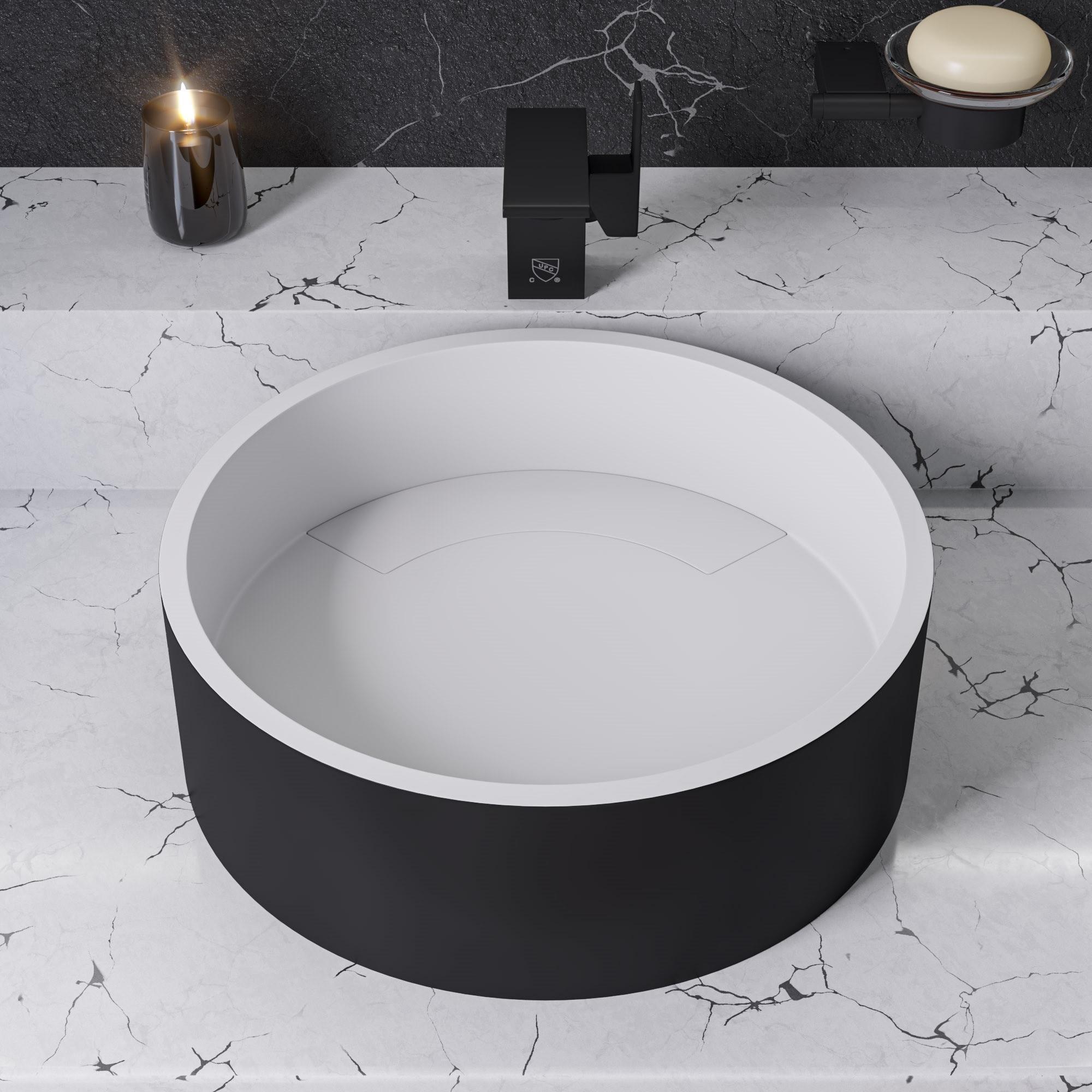 Alfi Brand 15.13'' Black/White Resin Circular Bathroom Sink