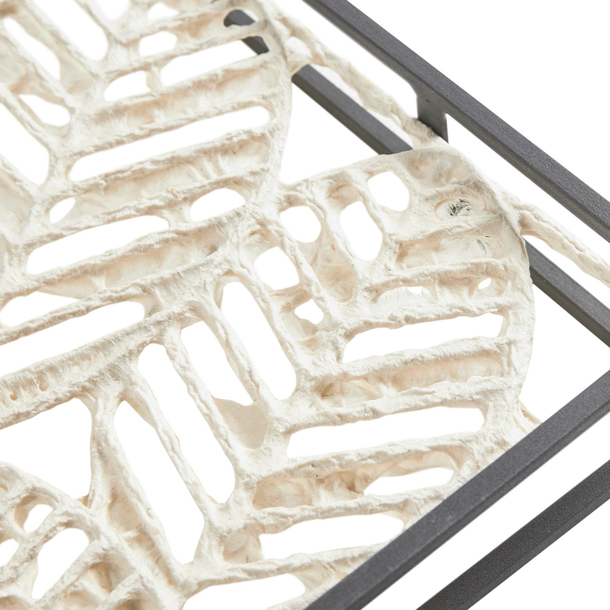32" x 16" Paper Cloaked Leaves Unframed Wall Decor Natural: Madison Park Etched Botanical Artwork, Molded Hanger