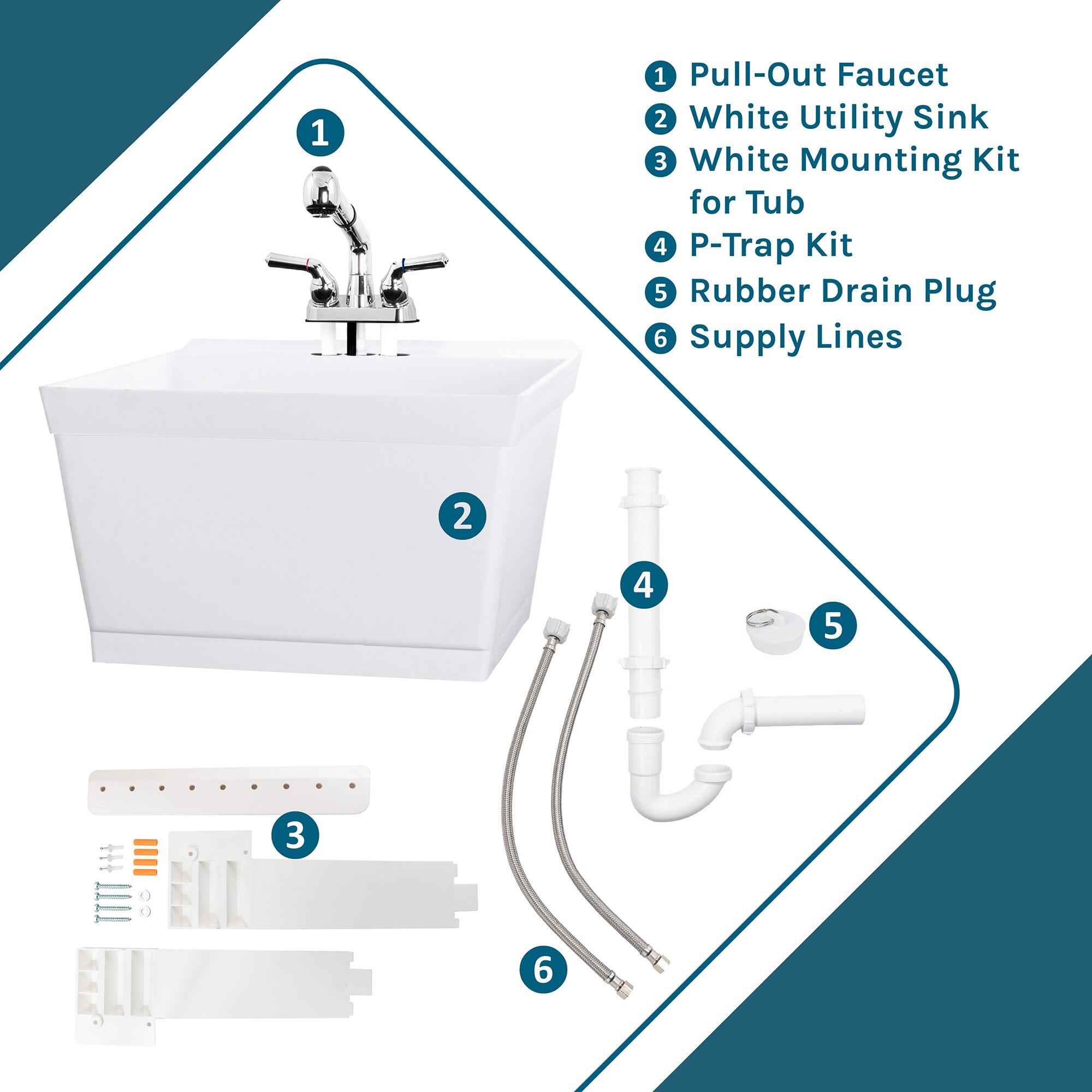 23" L x 24" W Wall Mount Laundry Sink with Faucet