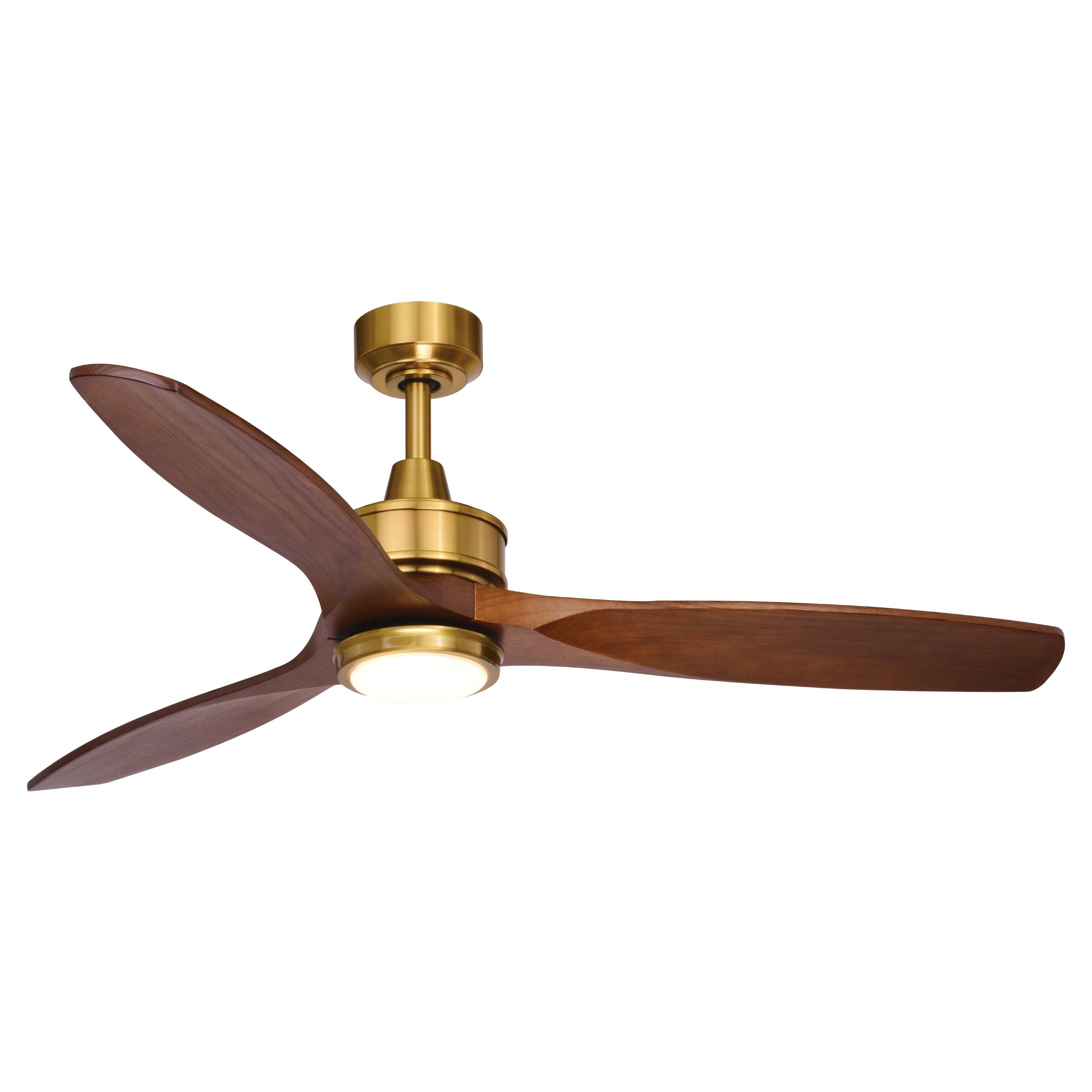 Wade Logan® Ballog 52 in. Matte Black and Brushed Silver Indoor Outdoor Rod Mount Industrial Ceiling Fan with Wooden Walnut Blades, Dimmable Integrated LED Light Kit and Remote Control Included, 3 Speeds