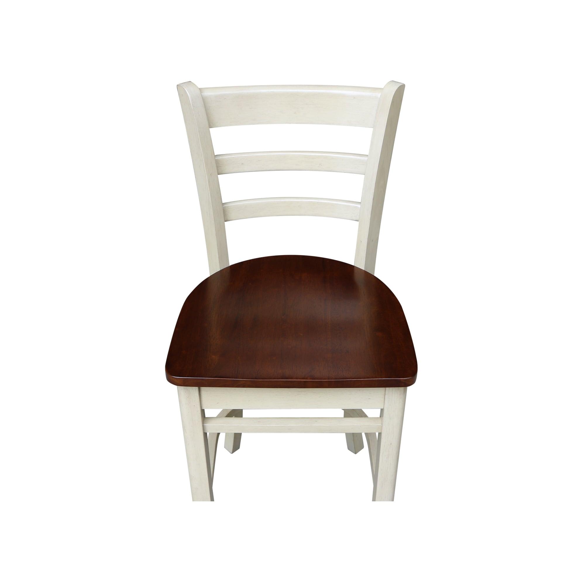 International Concepts 24" Emily Counter Height Barstool Antiqued Almond/Espresso: Hardwood Frame, Ladder-Back Design