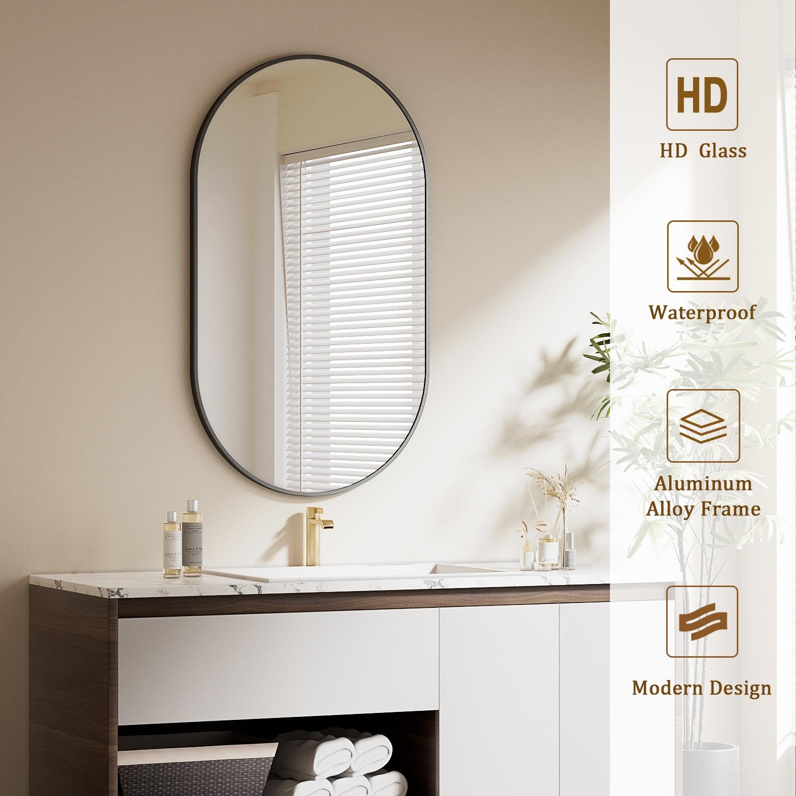 Oval Mirror, 20 X 36 Inch Black Bathroom Mirror, Oval Mirror for Bathroom, Black Vanity Mirror for Wall, Entryway, Living Room, Wall Mount Mirrors Hangs Vertical or Horizontal