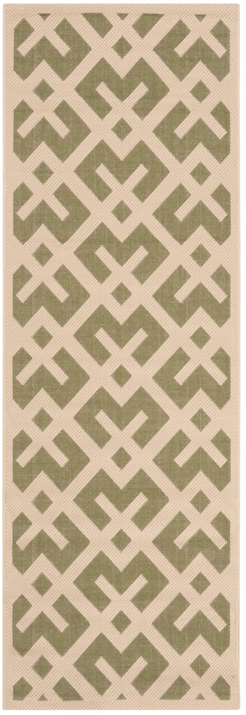 Courtyard CY6915 Power Loomed Indoor and Outdoor Runner Rug - Green/Bone - 2'3"x12' - Safavieh