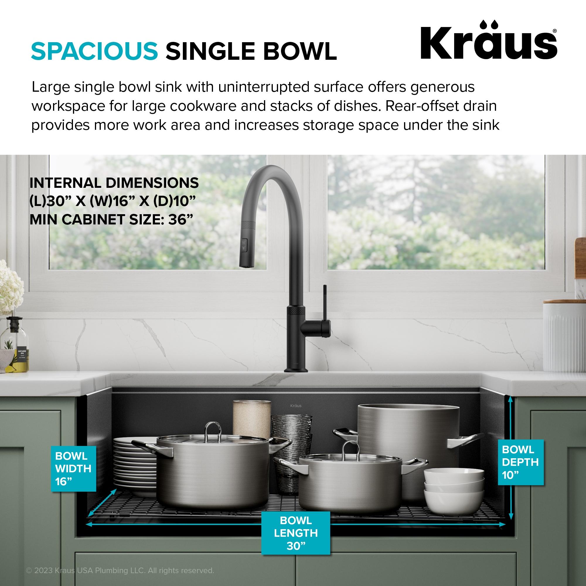 Kraus Kore Workstation 32 Undermount 16 Gauge Stainless Steel Single Bowl Kitchen Sink in PVD Gunmetal Finish with Accessories