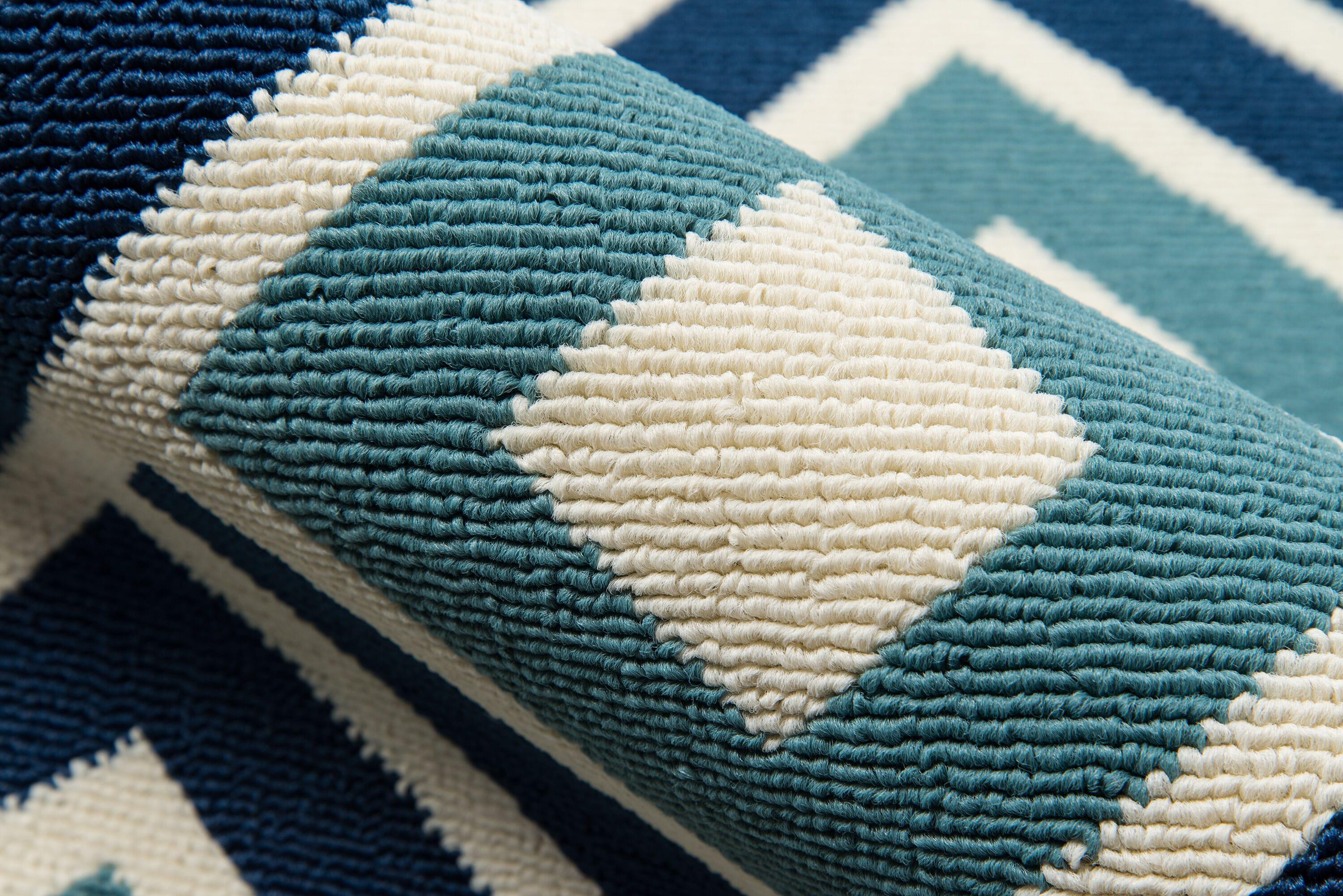Indoor/Outdoor Blue Squares Rug