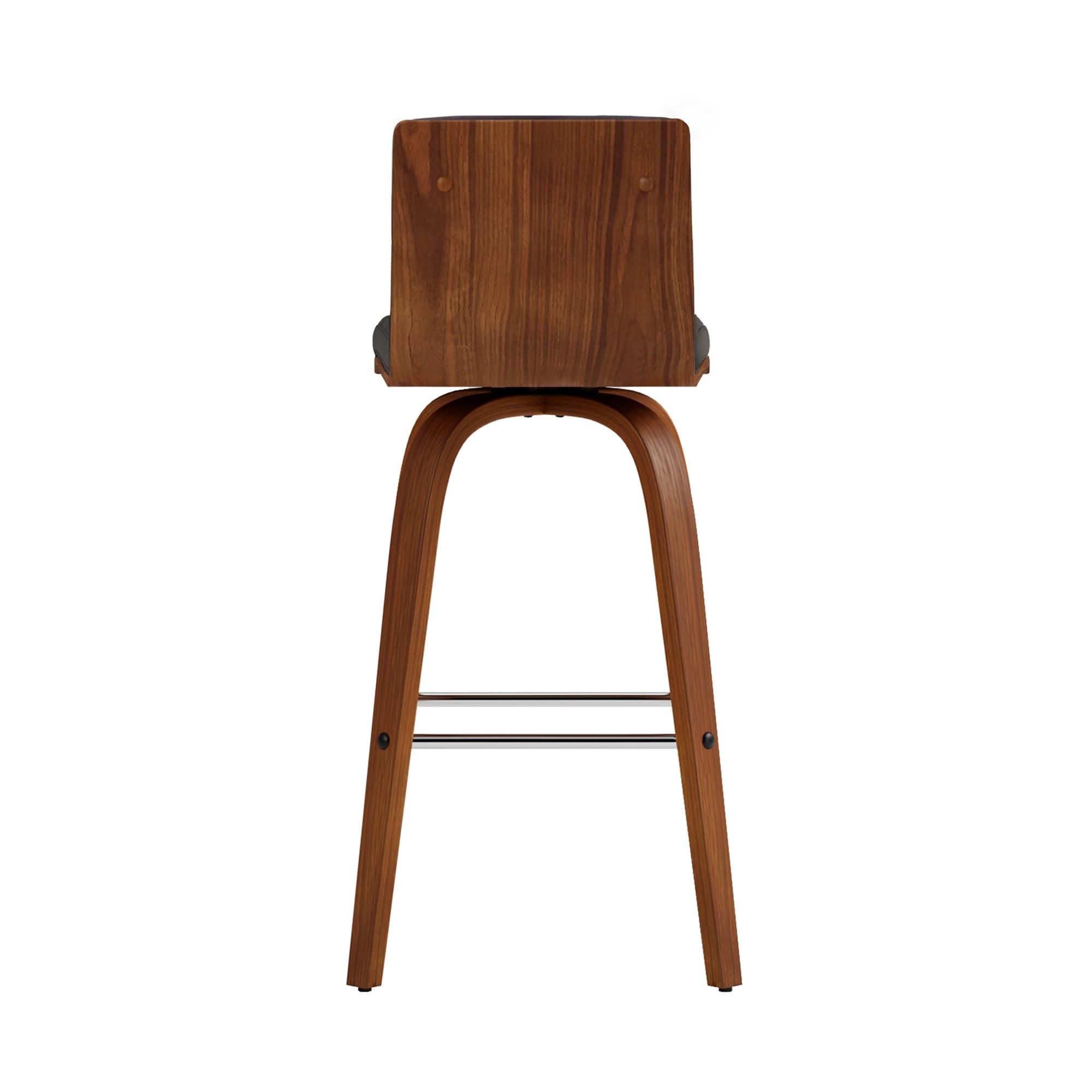 Vienna 26" Swivel Counter Stool in Walnut Wood Finish with Gray Faux Leather