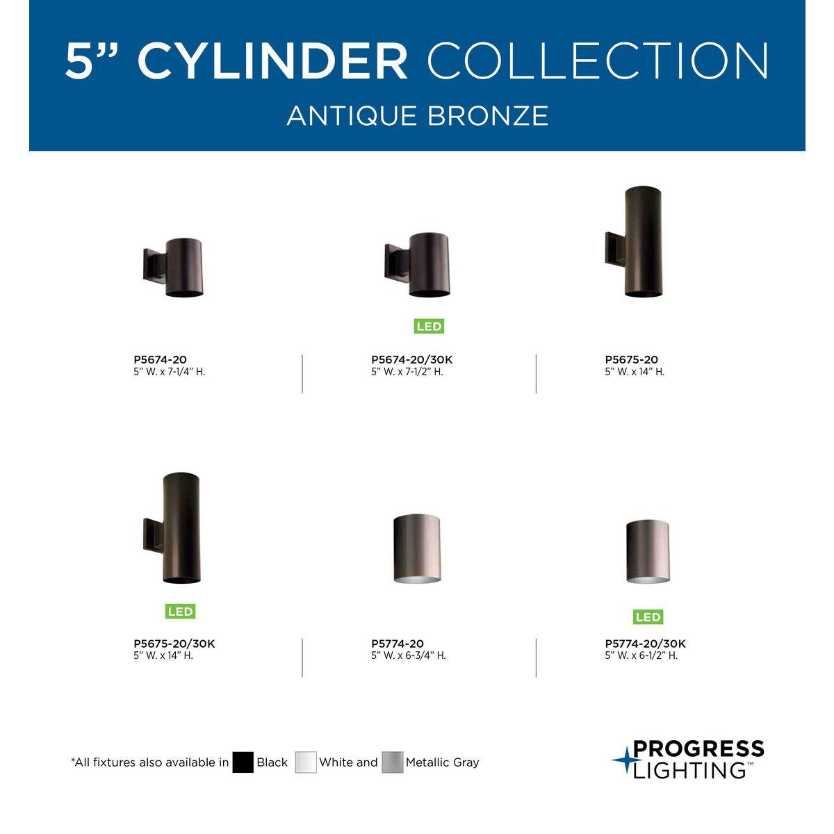 Progress Lighting, Cylinder Collection, 1-Light Wall Sconce, Antique Bronze Finish, Porcelain Shade