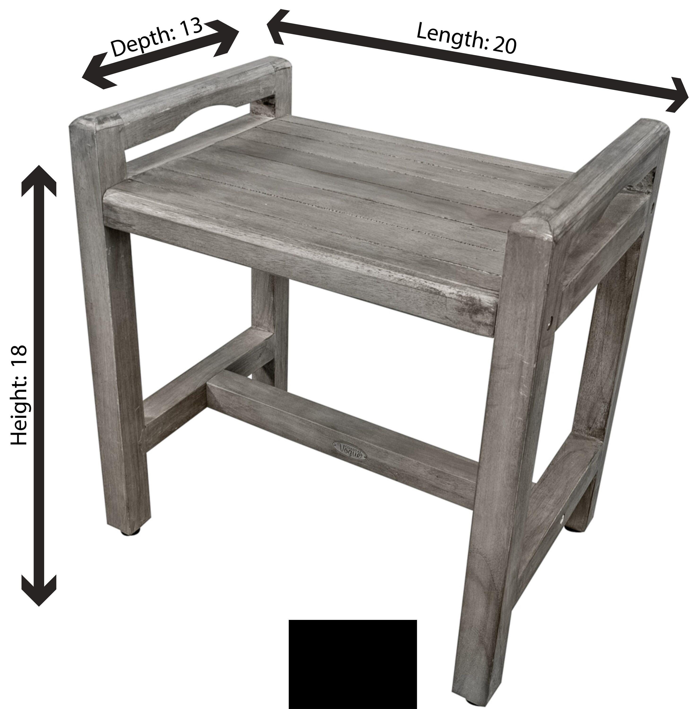 CoastalVogue 20'' W Teak Shower Bench with LiftAide