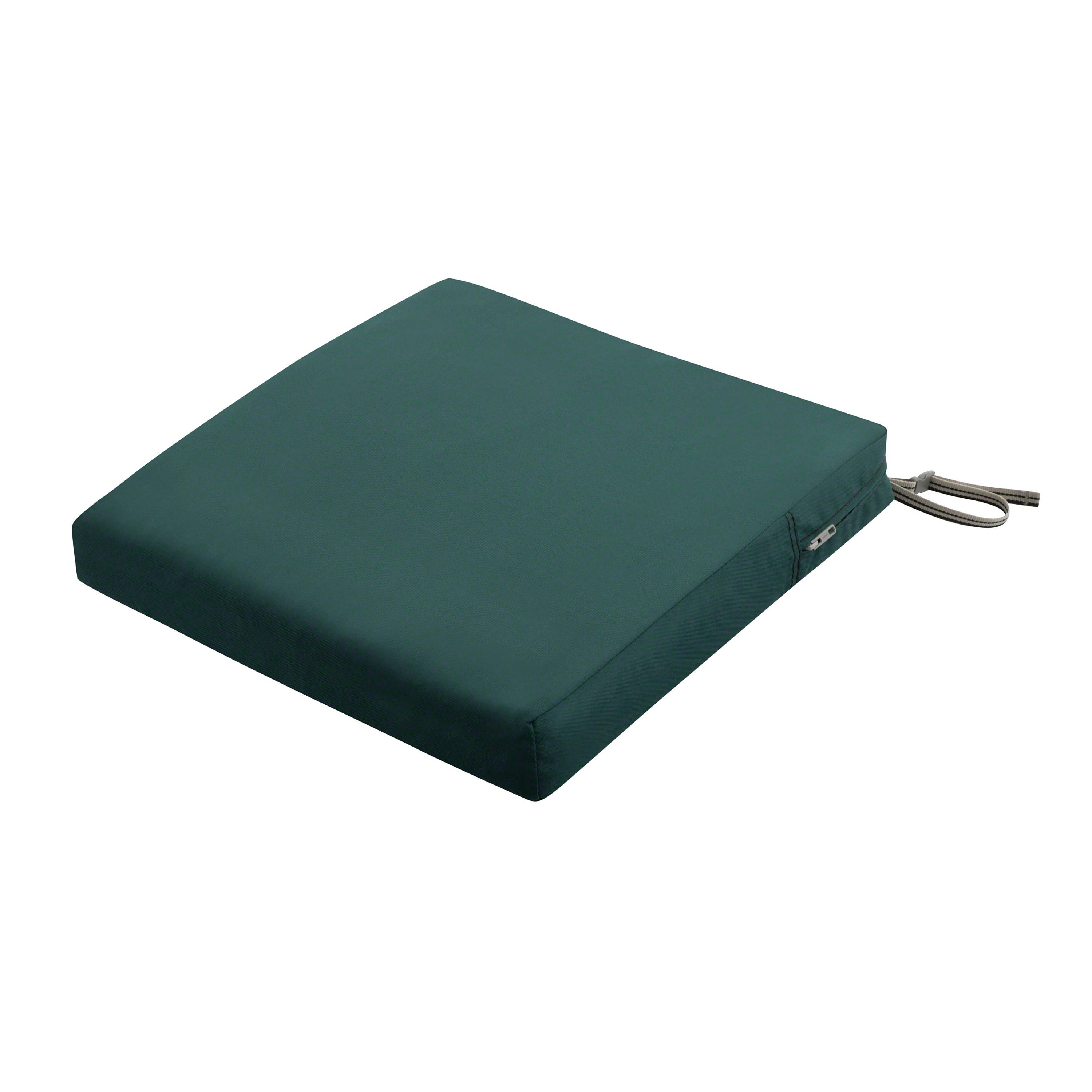19" x 19" x 3" Ravenna Water-Resistant Patio Seat Cushion Mallard Green - Classic Accessories: Zippered, Polyurethane Foam Filled