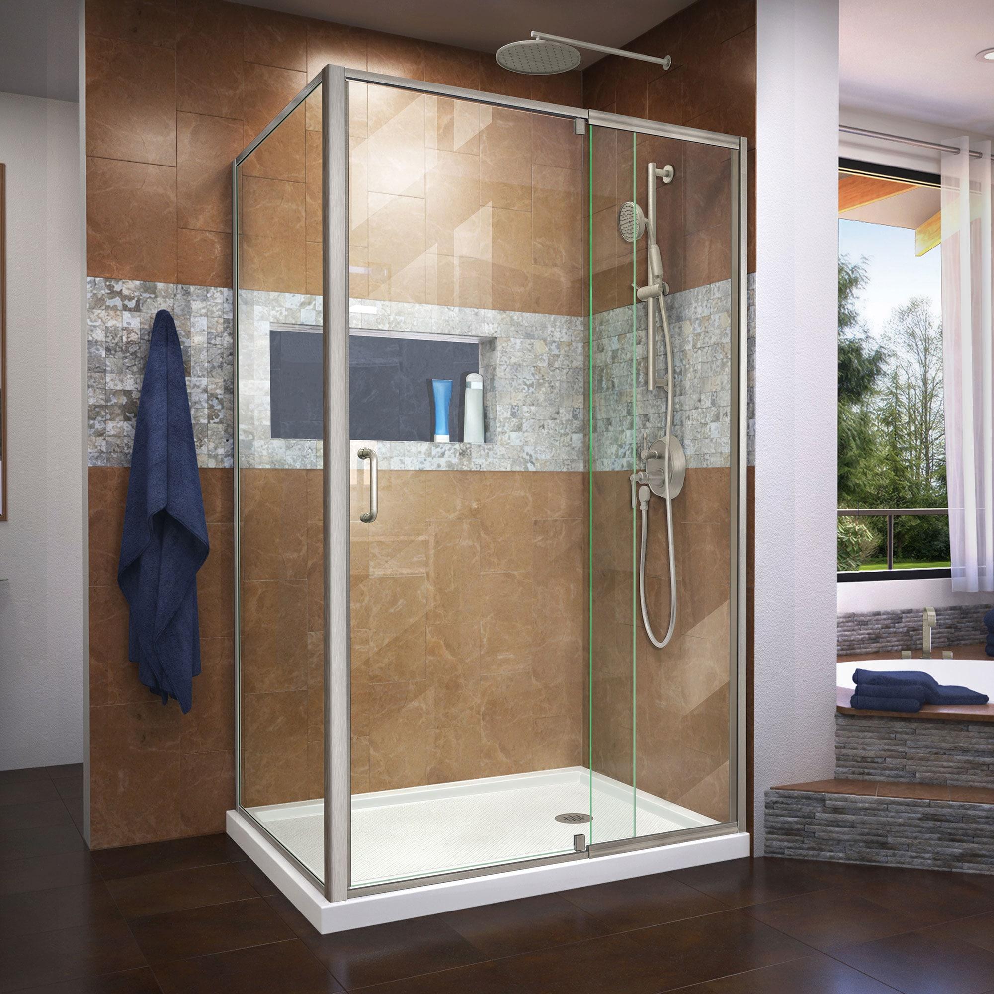 Flex 48" x 36" Chrome Semi-Frameless Pivot Shower Enclosure