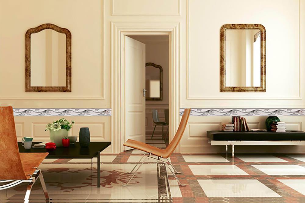 Dundee Deco Peel and Stick Abstract Grey Scrolls Wallpaper Border Retro Design, Roll 33 ft. x 4 in., Self Adhesive