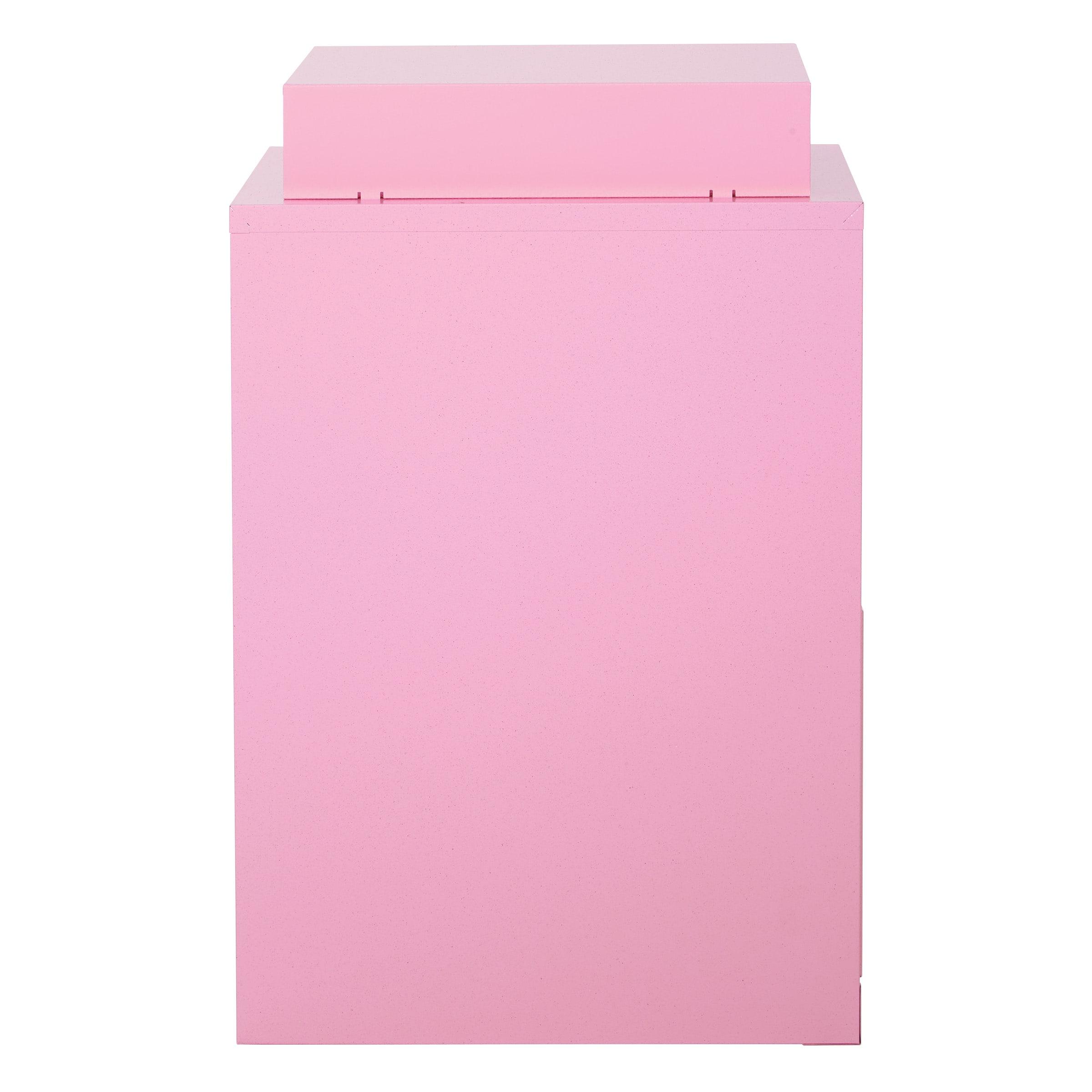 OSP Home Furnishings 3-Drawer Lockable Metal File Cabinet, Pink