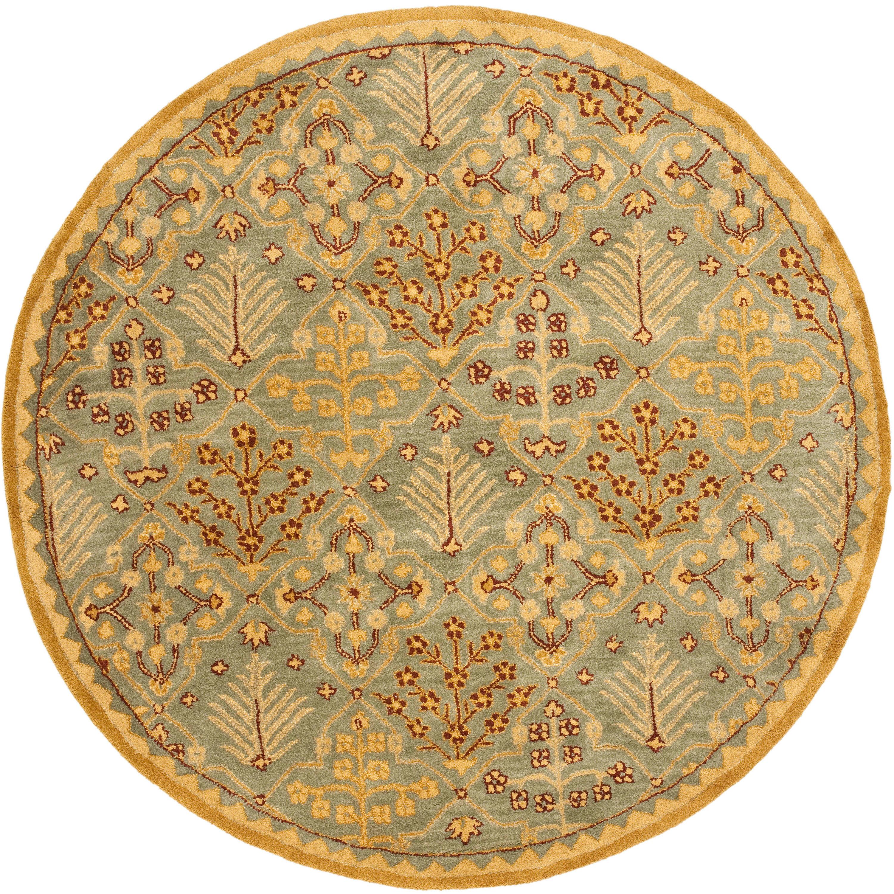 Antiquity AT613 Hand Tufted Area Rug - Light Blue/Gold - 8' round - Safavieh.