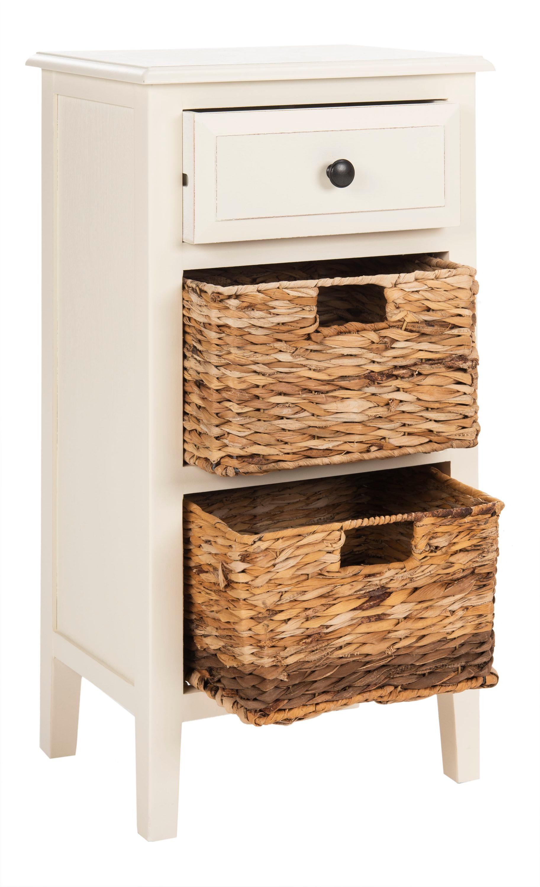 Everly Drawer Side Table - Vintage White - Safavieh.