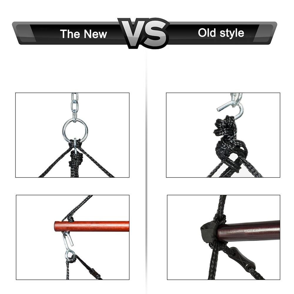 Tcbosik Hammock Hanging Chair, Oxford Cloth Air Swing Seat with Cup Holder and Hardwood Rod for Indoor/Outdoor Yard Garden Patio Balcony, Green