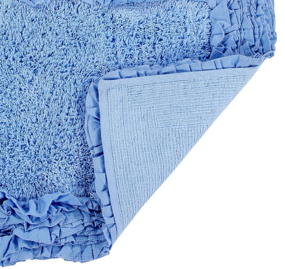 24"x40" Shaggy Border Collection Bath Rug Blue - Better Trends: Cotton Tufted, Machine Washable, No Backing