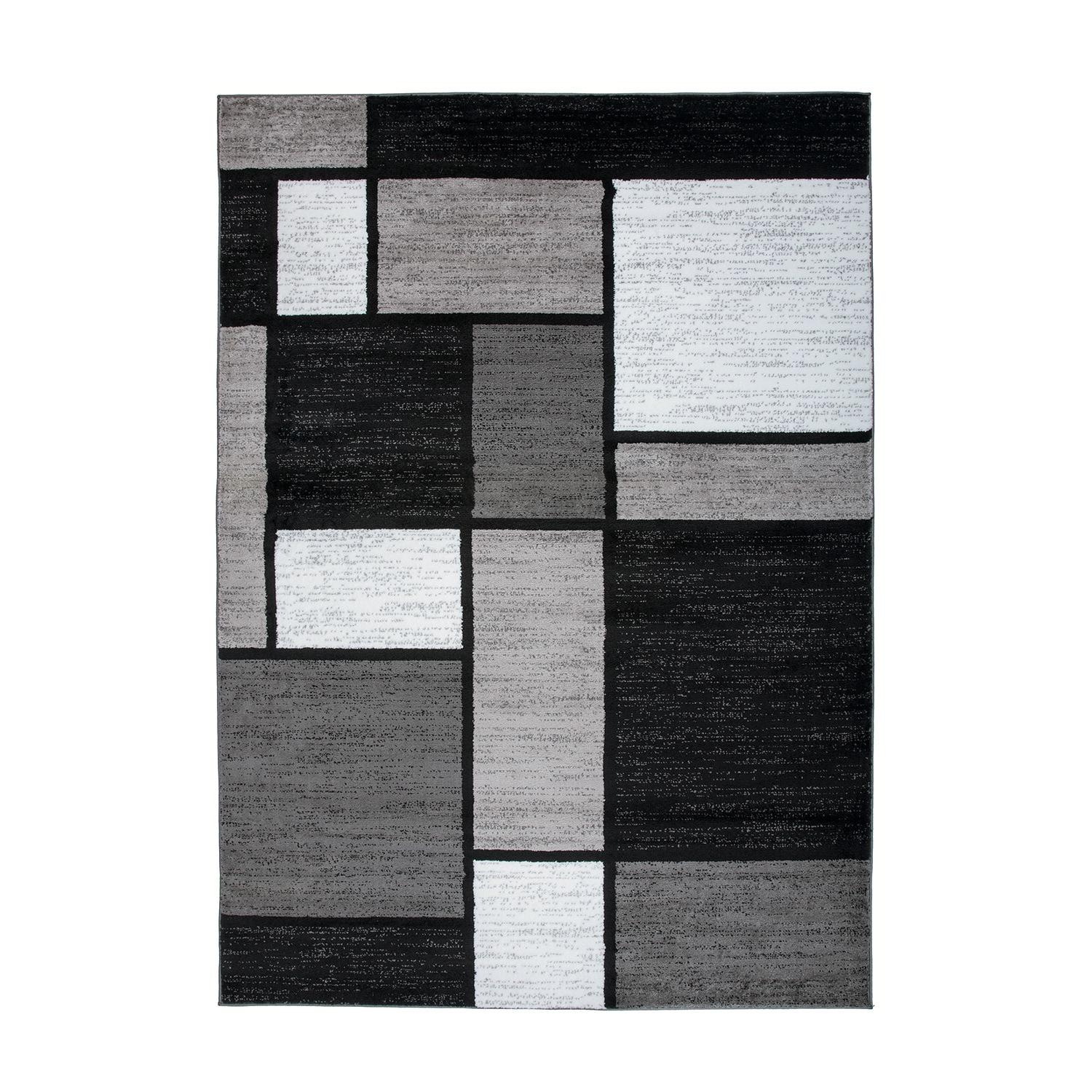 World Rug Gallery Contemporary Modern Boxed Color Block Gray 7'10"x10'2" Area Rug