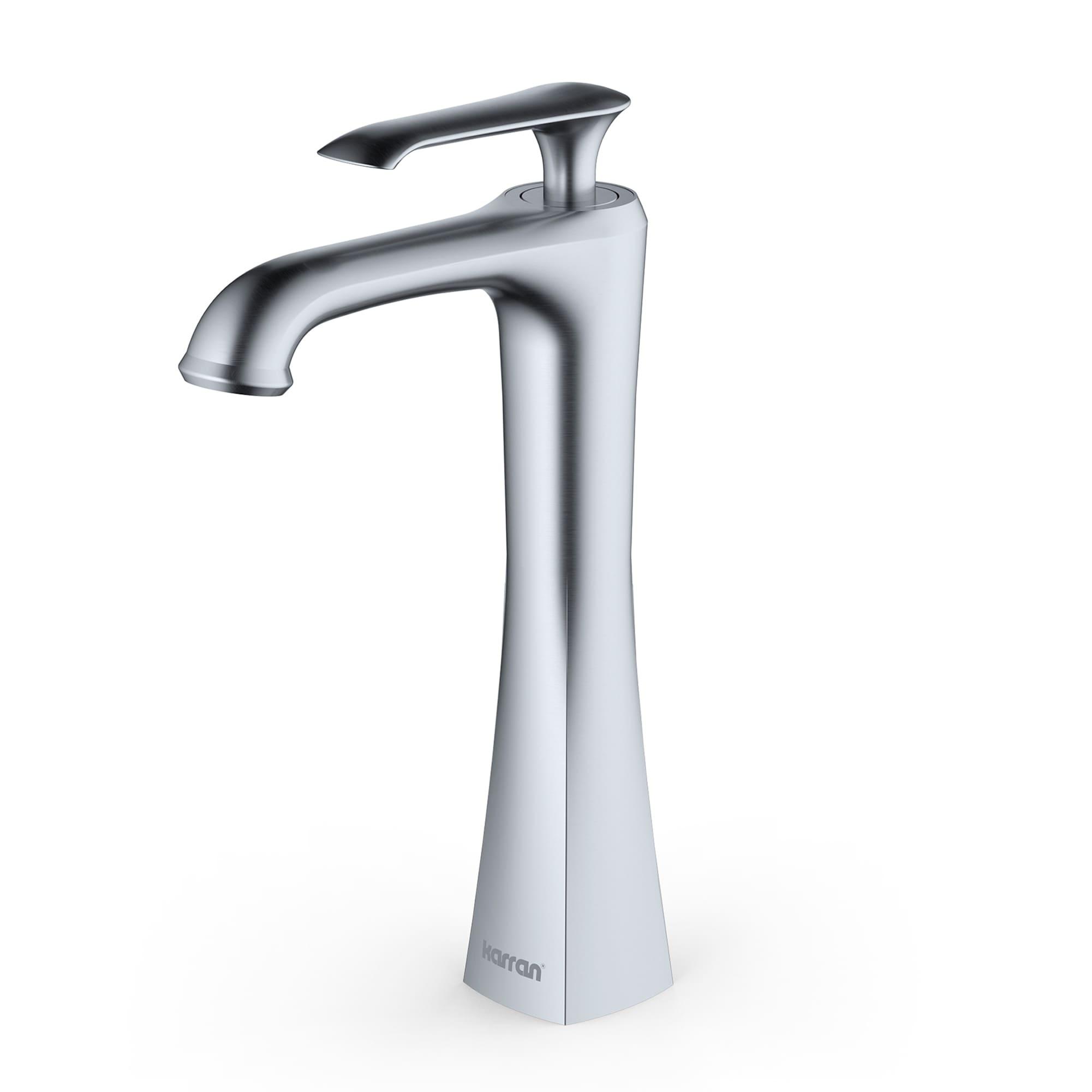 Karran Woodburn Single Handle Single Hole Vessel Bathroom Faucet With Matching Pop-up Drain