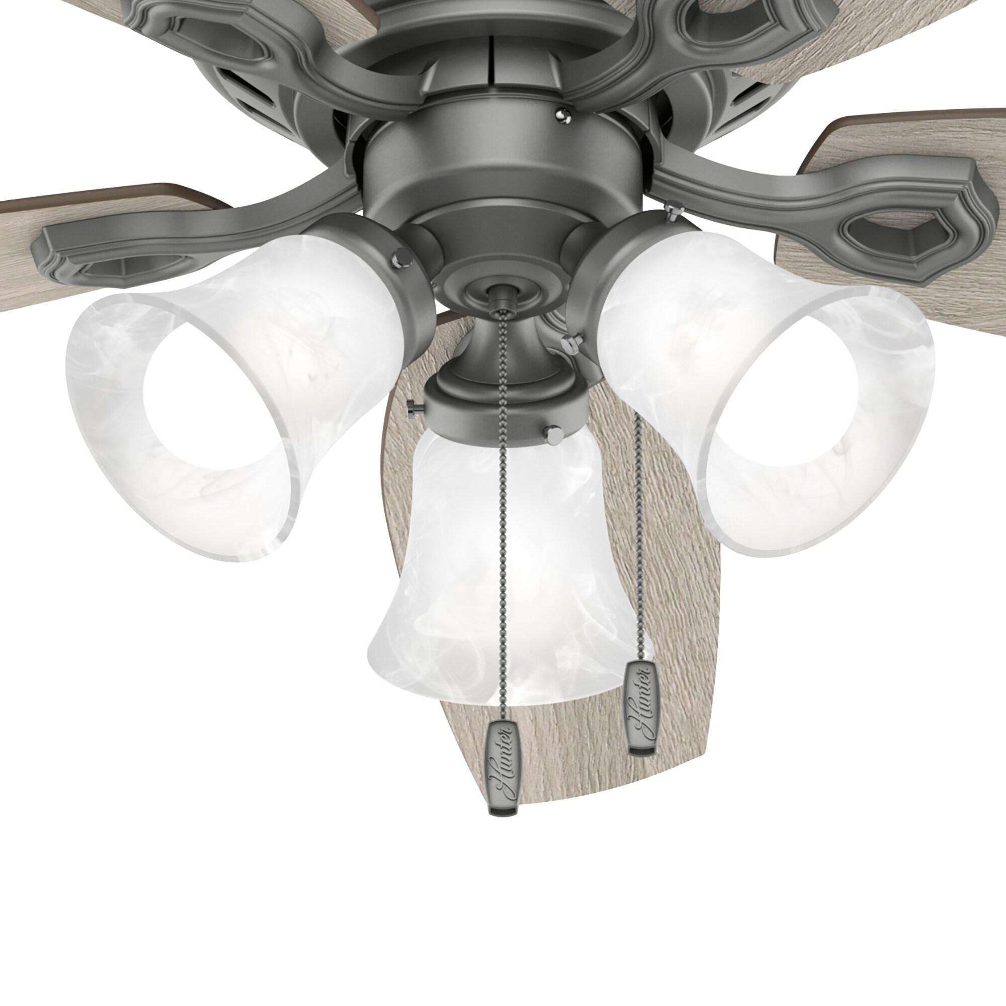Builder Low Profile 52" 5 - Blade Flush Mount Ceiling Fan with Lights and Pull Chains