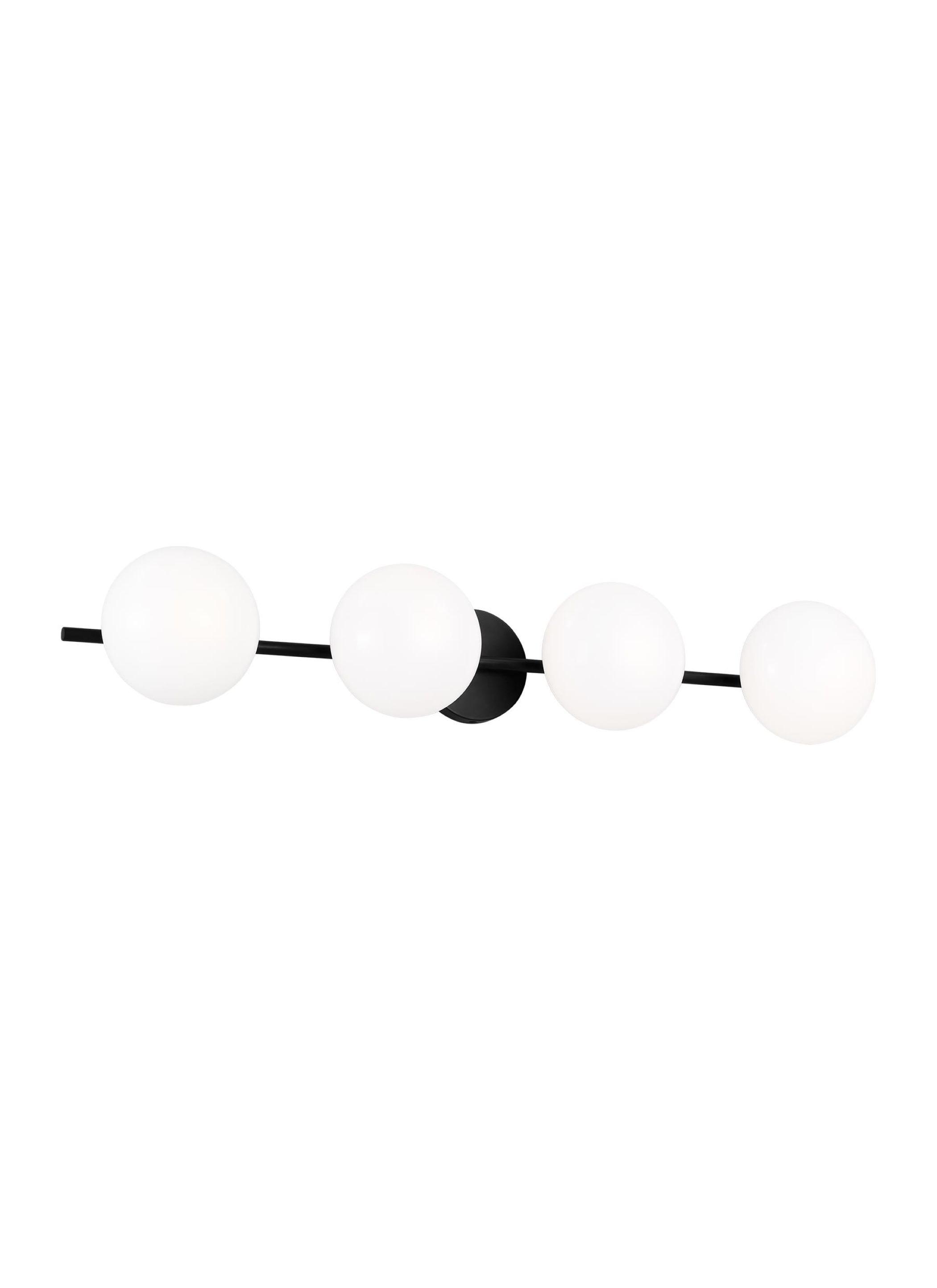 Lune Aged Iron 4-Light Dimmable Vanity with Milk White Glass