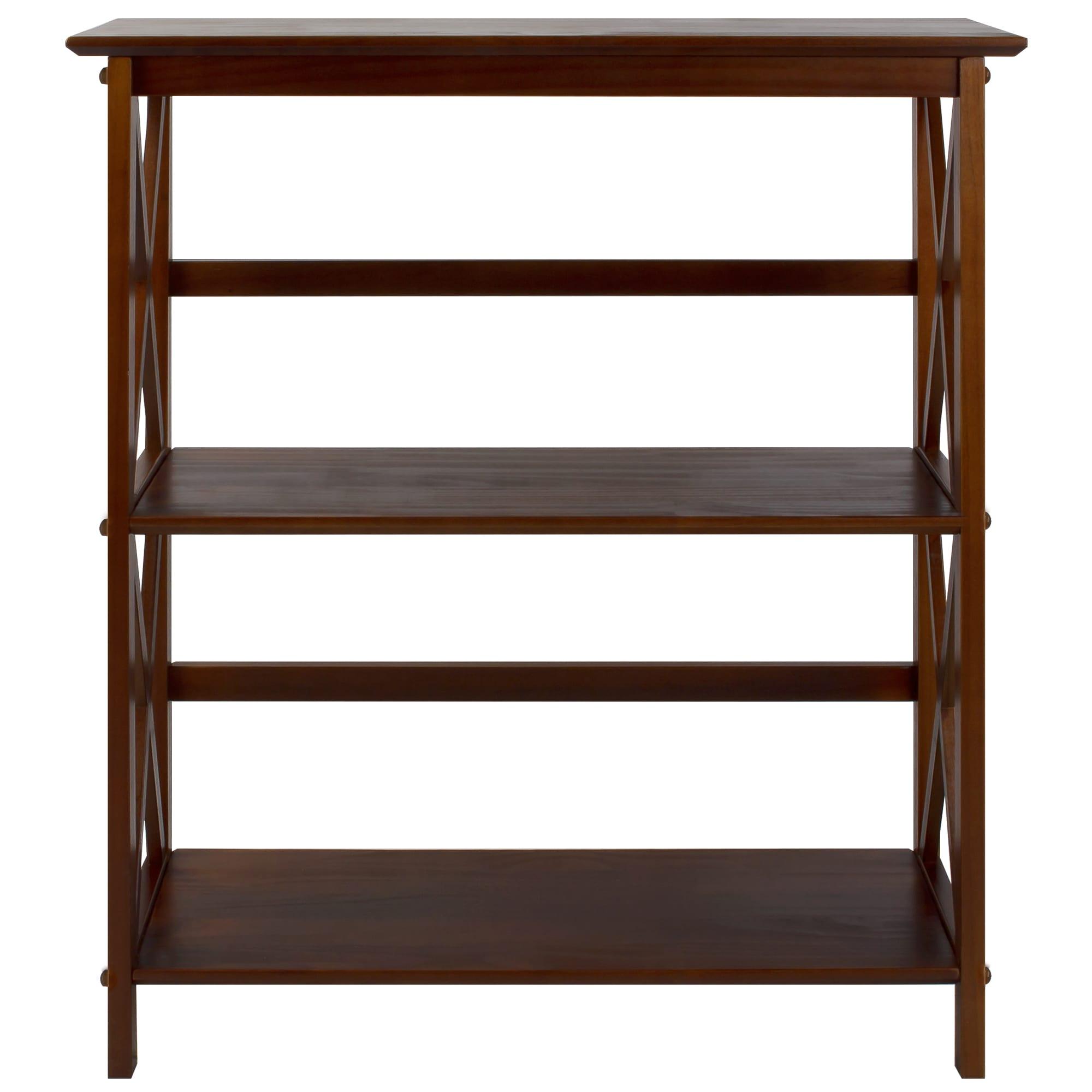 Casual Home 324-34 Soild Wood Montego X Design Style 3 Shelf Bookcase, Walnut