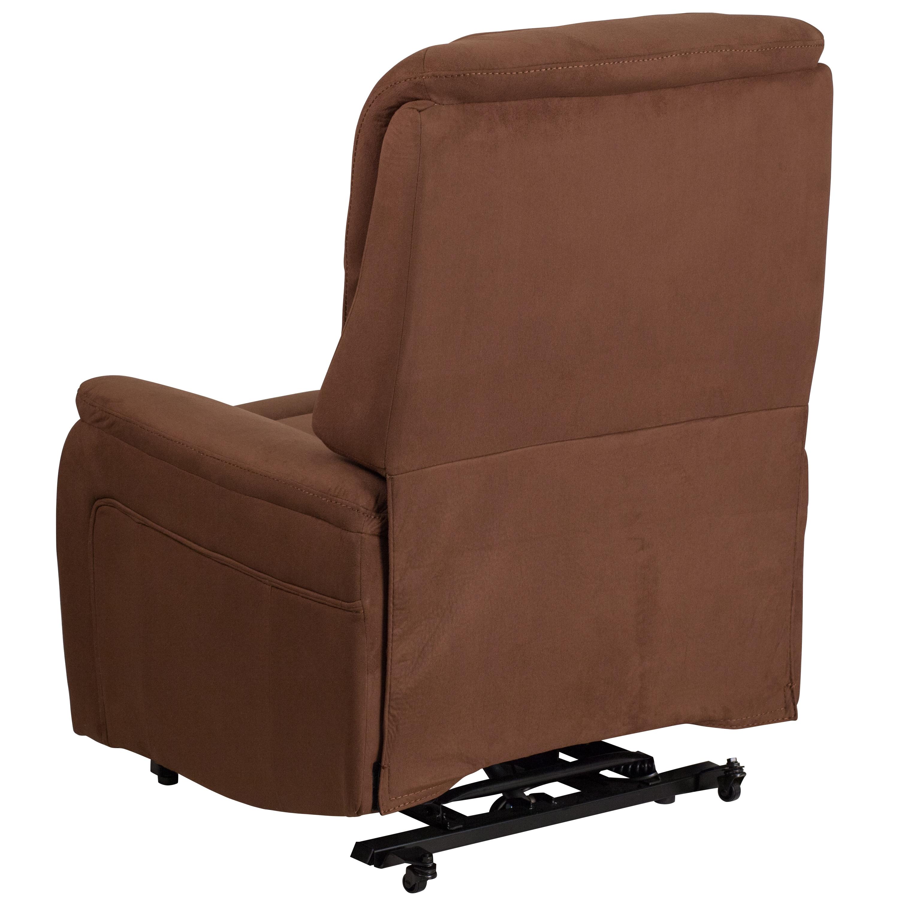 Flash Furniture HERCULES Series Brown Microfiber Remote Powered Lift Recliner for Elderly