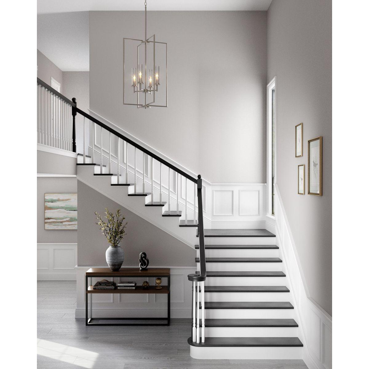 Progress Lighting Kellwyn 4-Light Foyer Pendant, Brushed Nickel, Clear Glass Shade