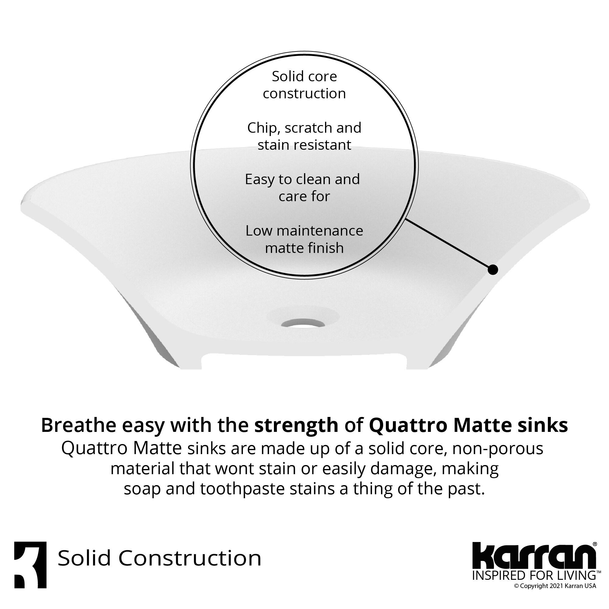 Karran Quattro 20-5/8'' X 17'' Matte White Acrylic Oval Vessel Sink