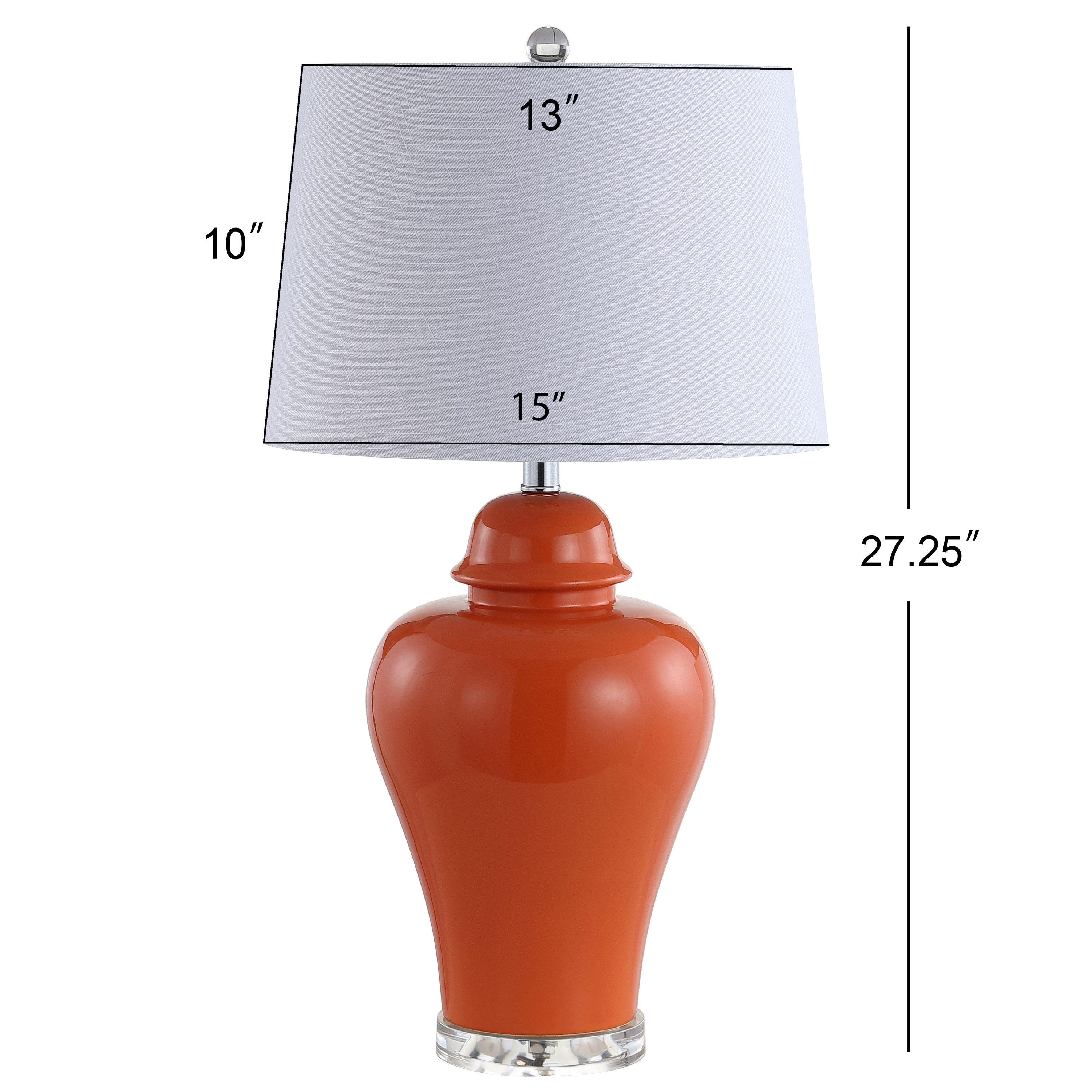JONATHAN Y JYL4020B-SET2 Set of 2 Table Lamps Winnie 27" Ceramic Urn LED Table Lamp Contemporary Bedside Desk Nightstand Lamp for Bedroom Living Room Office College Bookcase, Orange