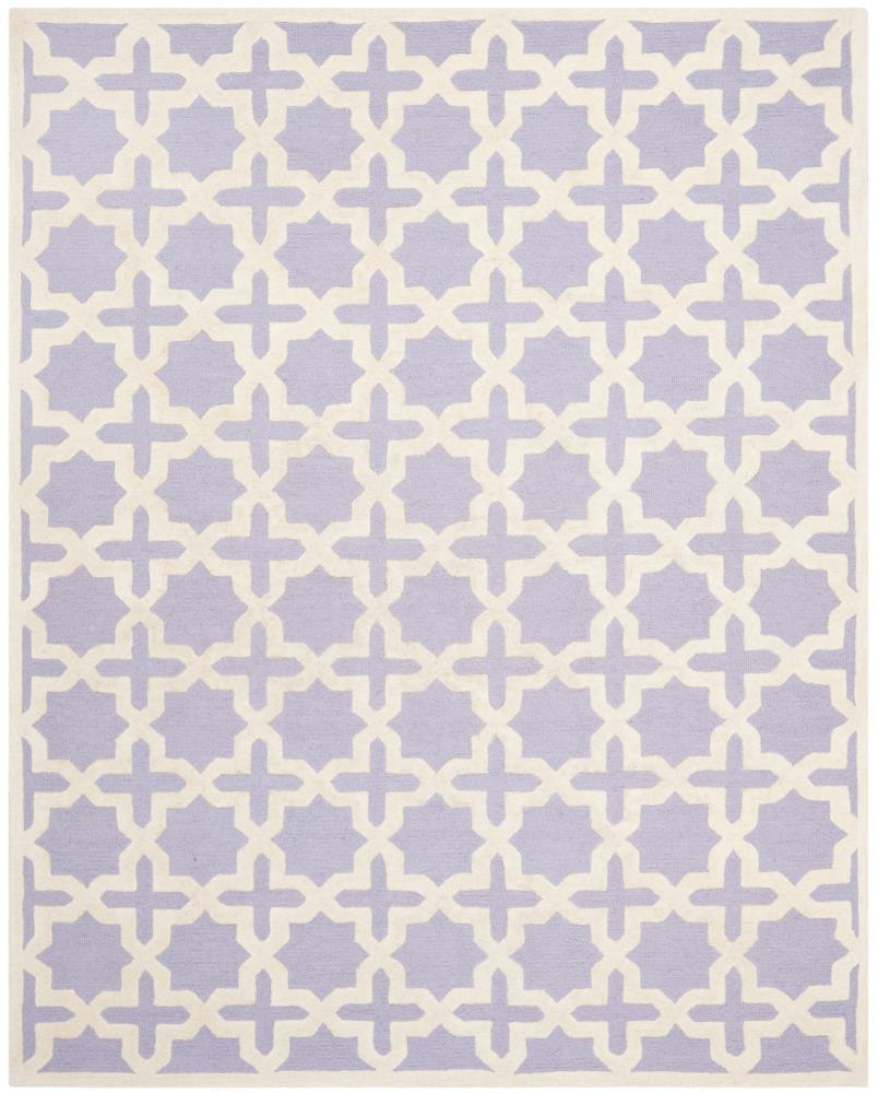 Lavender and Ivory Hand-Tufted Wool 9' x 12' Area Rug