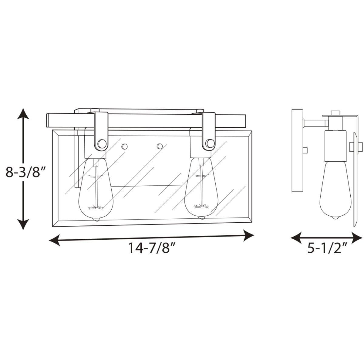 Progress Lighting Glayse 2-Light Bath & Vanity, Brushed Nickel, Beveled Glass Shade